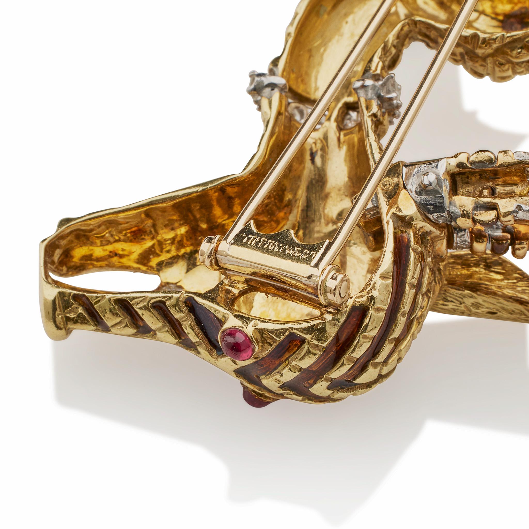 da uomo o donna Tiffany & Co. Spilla Antelope in smalto e diamanti di Aldo Cipullo