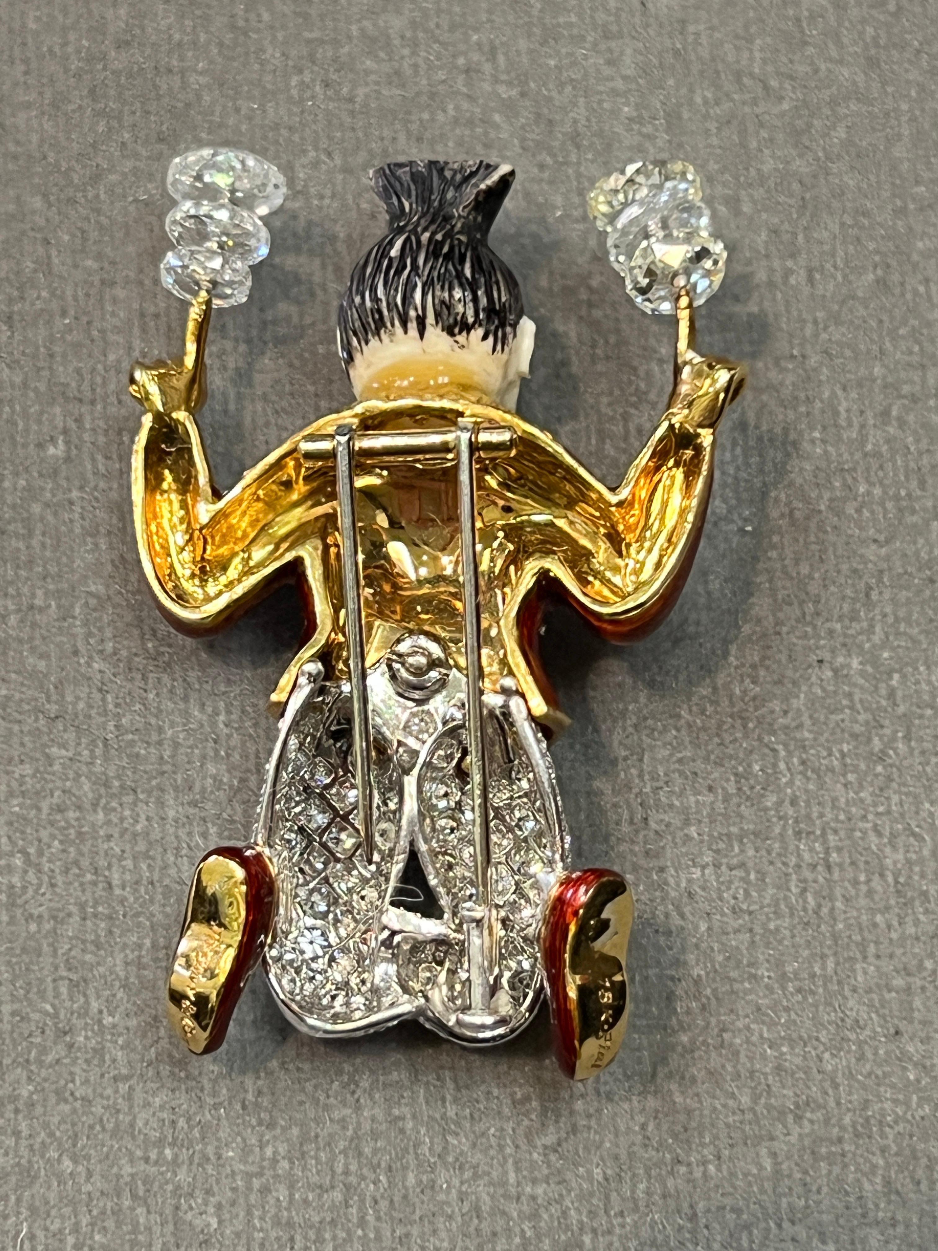 Tiffany & Co Enamel Circus Performer Brooch Designed by Donald Claflin For Sale 2
