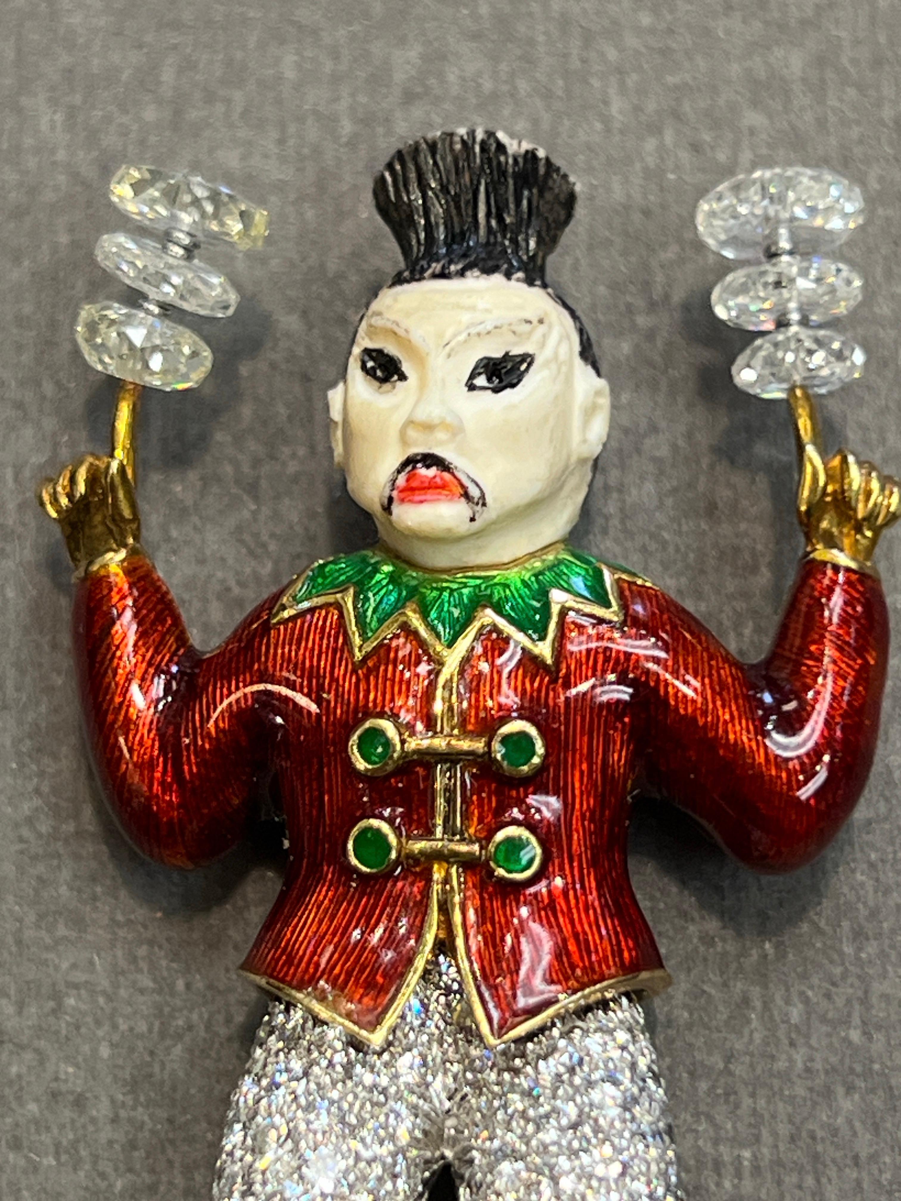 Tiffany & Co Enamel Circus Performer Brooch Designed by Donald Claflin For Sale 3