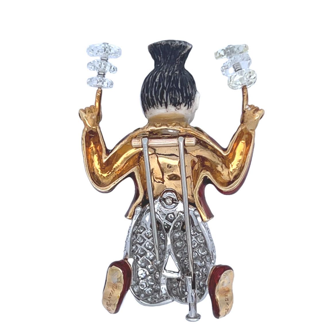 Tiffany & Co Enamel Circus Performer Brooch Designed by Donald Claflin For Sale 4