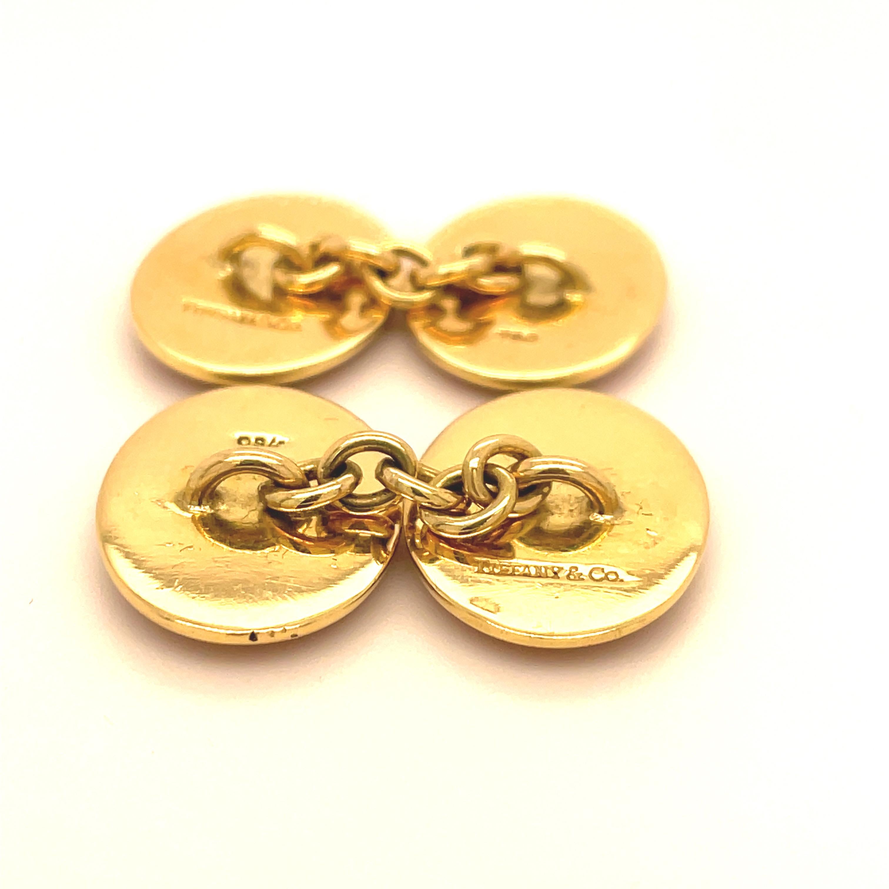 Women's or Men's Tiffany & Co. Enamel Gold Cufflinks For Sale