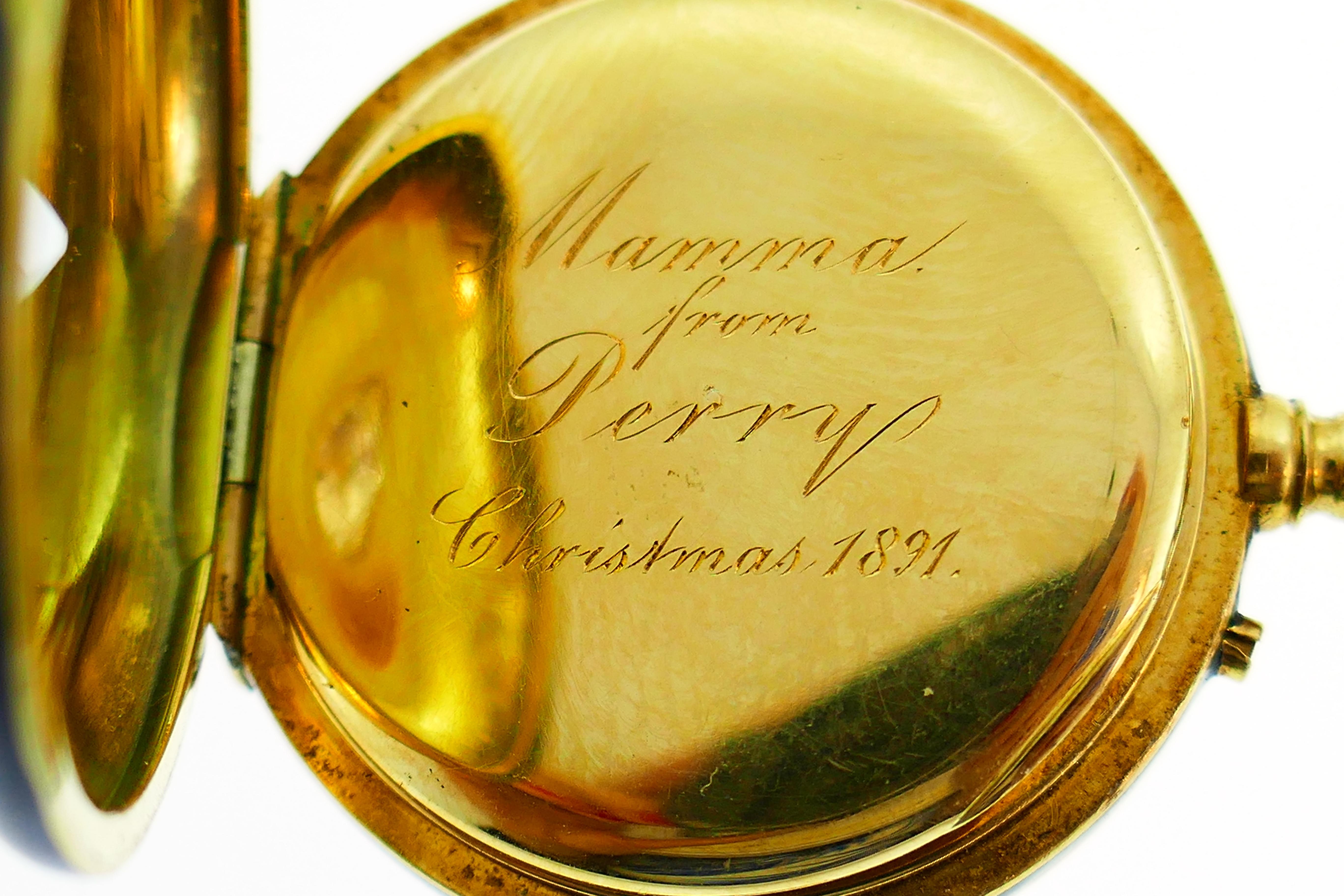 Women's or Men's Tiffany & Co. Enamel Gold Pocket Watch 1890s Tiffany & Co. Movement