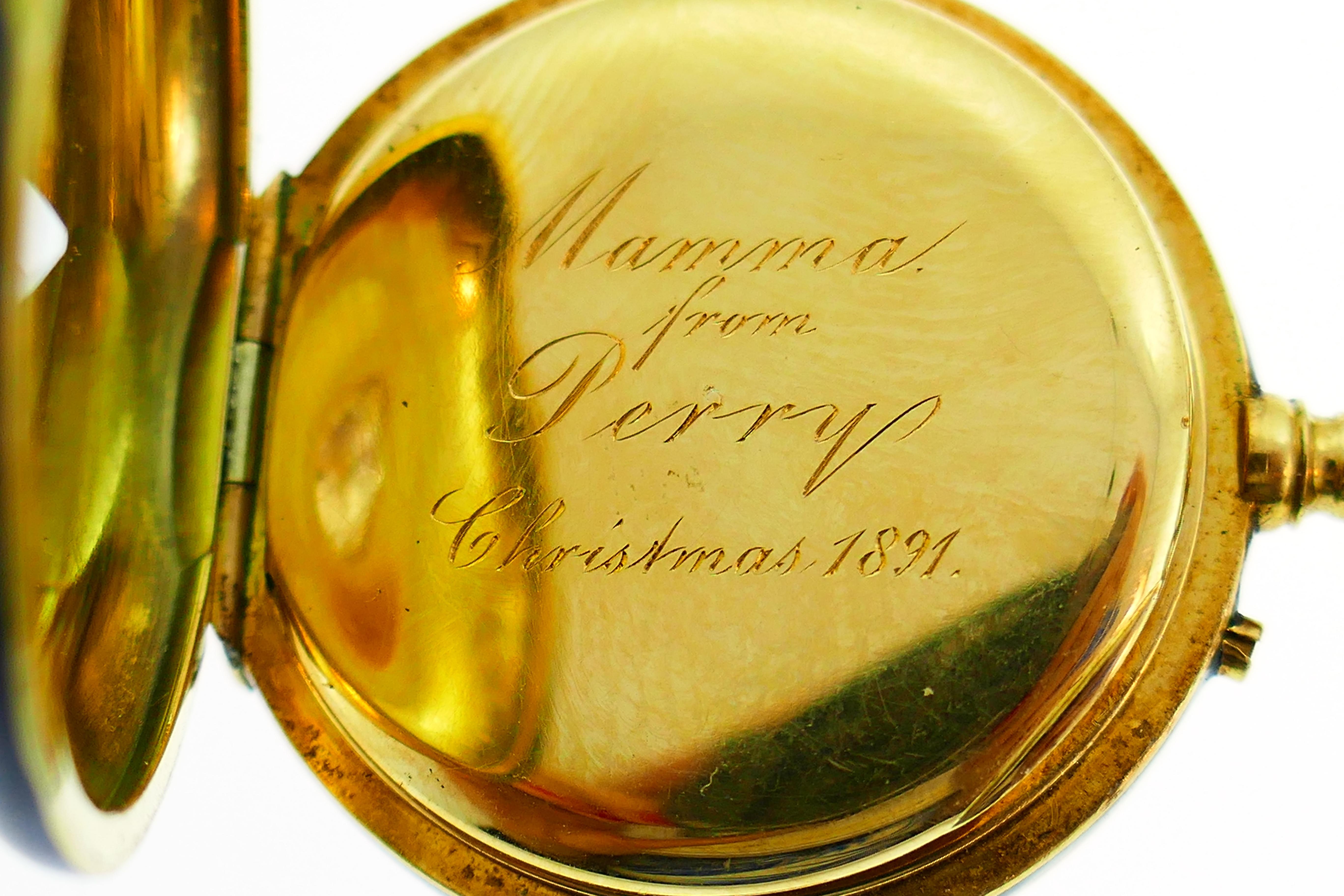 Tiffany & Co. Enamel Gold Pocket Watch 1890s Tiffany & Co. Movement 2