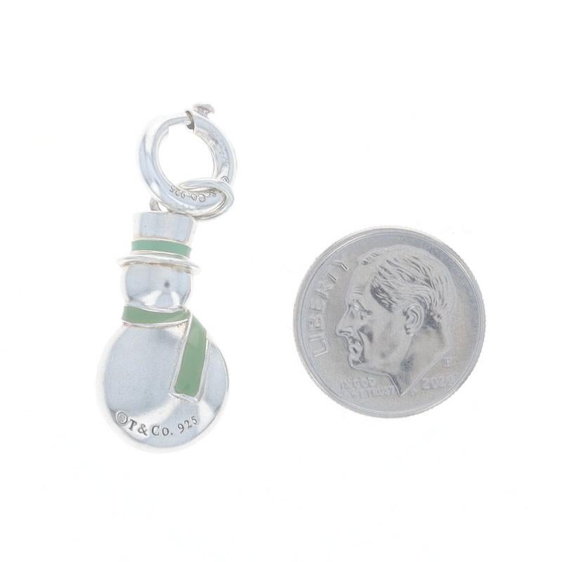 Women's or Men's Tiffany & Co. Enamel Snowman Dangle Charm - Sterling Silver 925 Winter Holiday For Sale