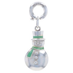 Retro Tiffany & Co. Enamel Snowman Dangle Charm - Sterling Silver 925 Winter Holiday