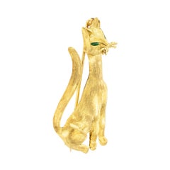 Tiffany & Co Enamel Yellow Gold Cat Brooch
