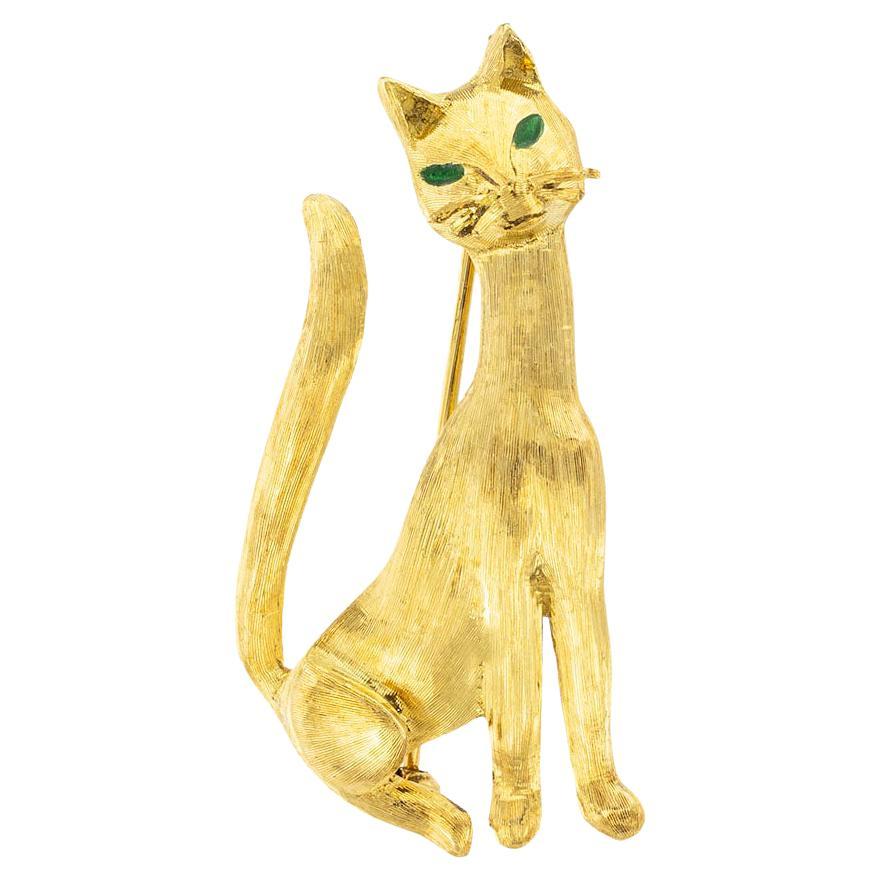Tiffany & Co Enamel Yellow Gold Cat Brooch