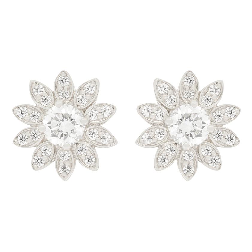 Brilliant Cut Tiffany & Co. 'Enchant' 0.70ct Diamond Flower Earrings For Sale