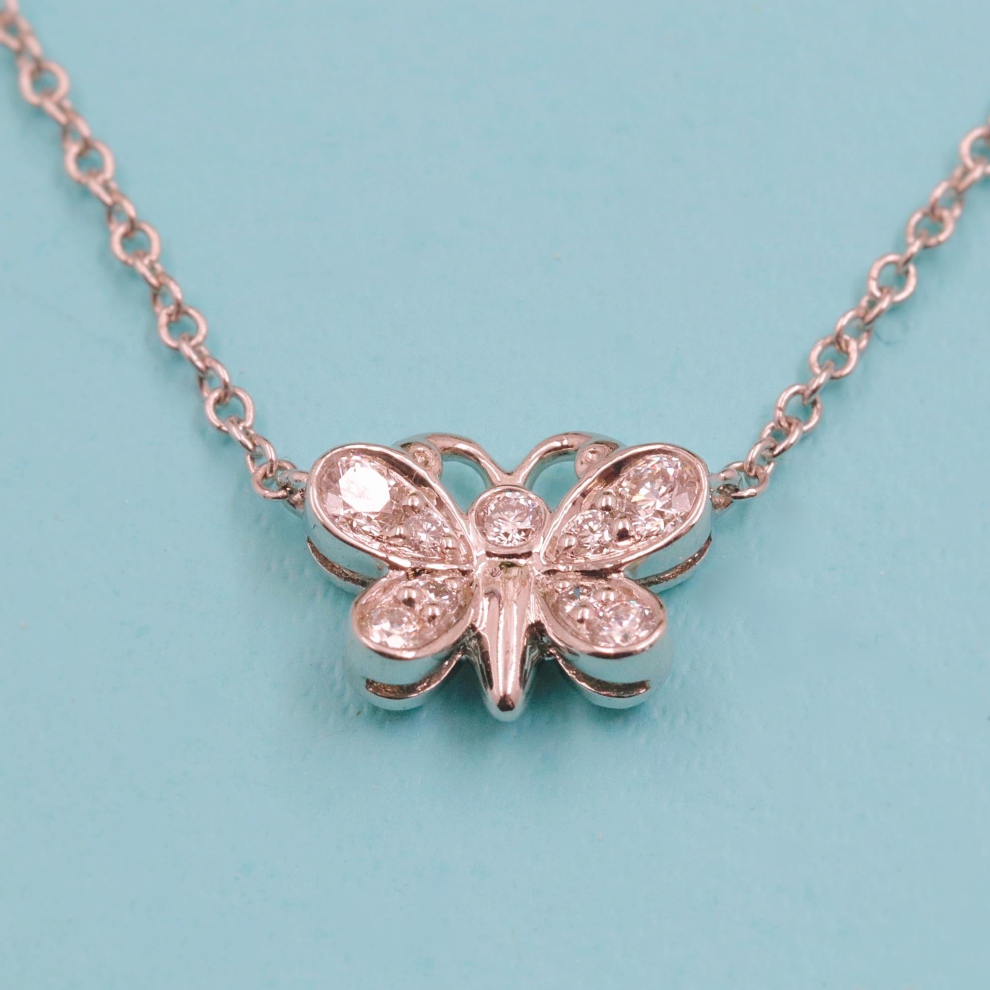 Tiffany And Co Enchant Diamond Butterfly Pendant Necklace In Platinum 