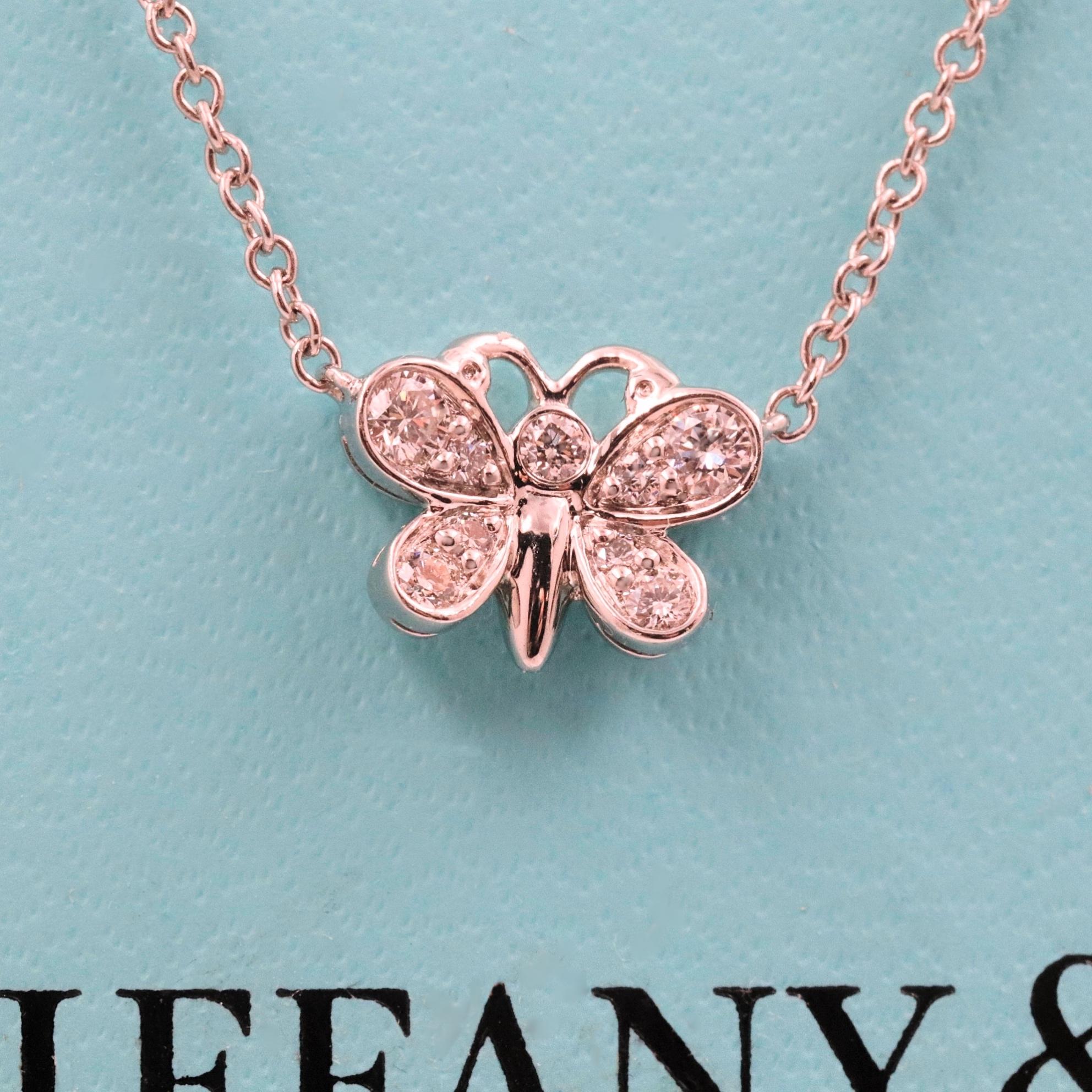 Tiffany And Co Enchant Diamond Butterfly Pendant Necklace In Platinum 