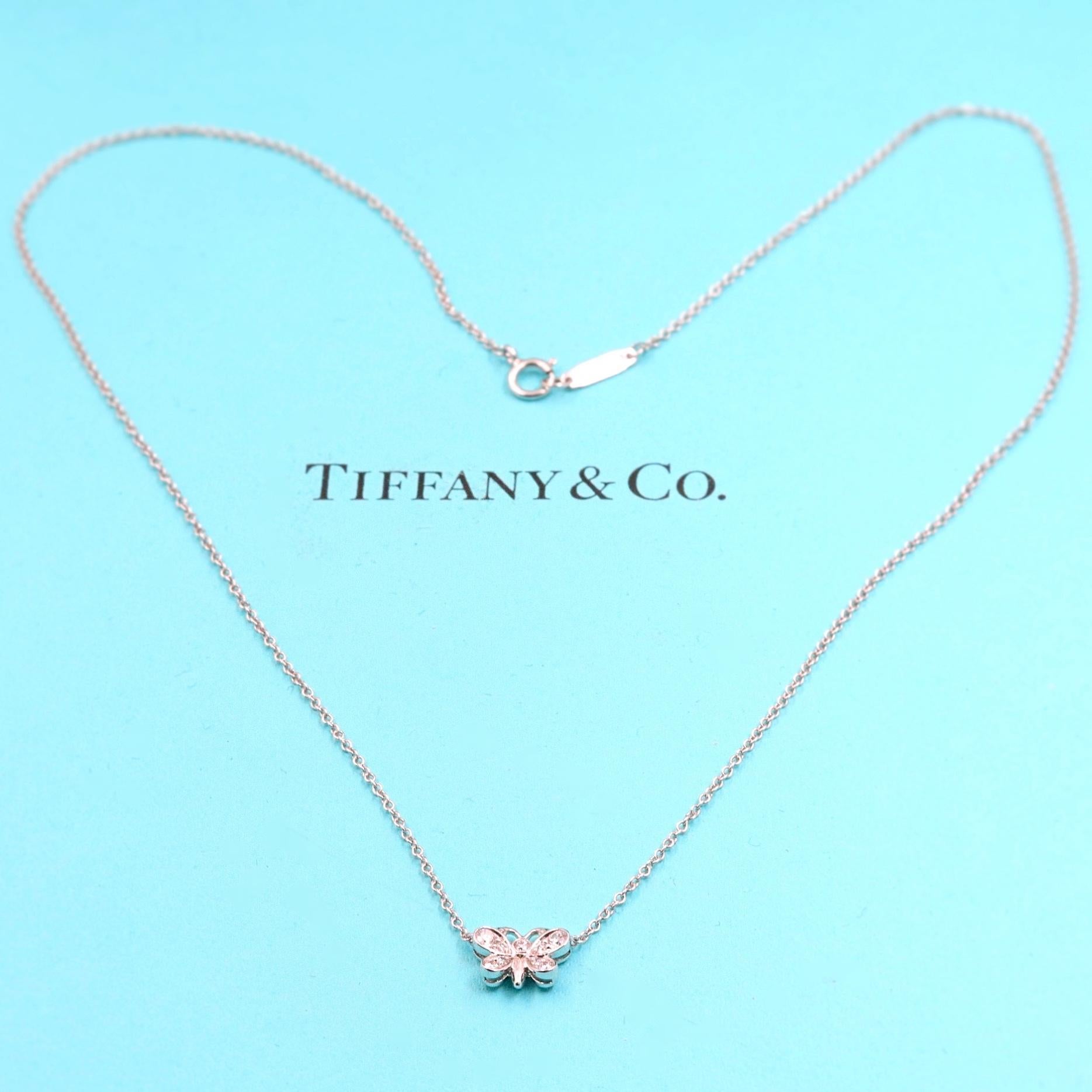 Tiffany And Co Enchant Diamond Butterfly Pendant Necklace In Platinum 