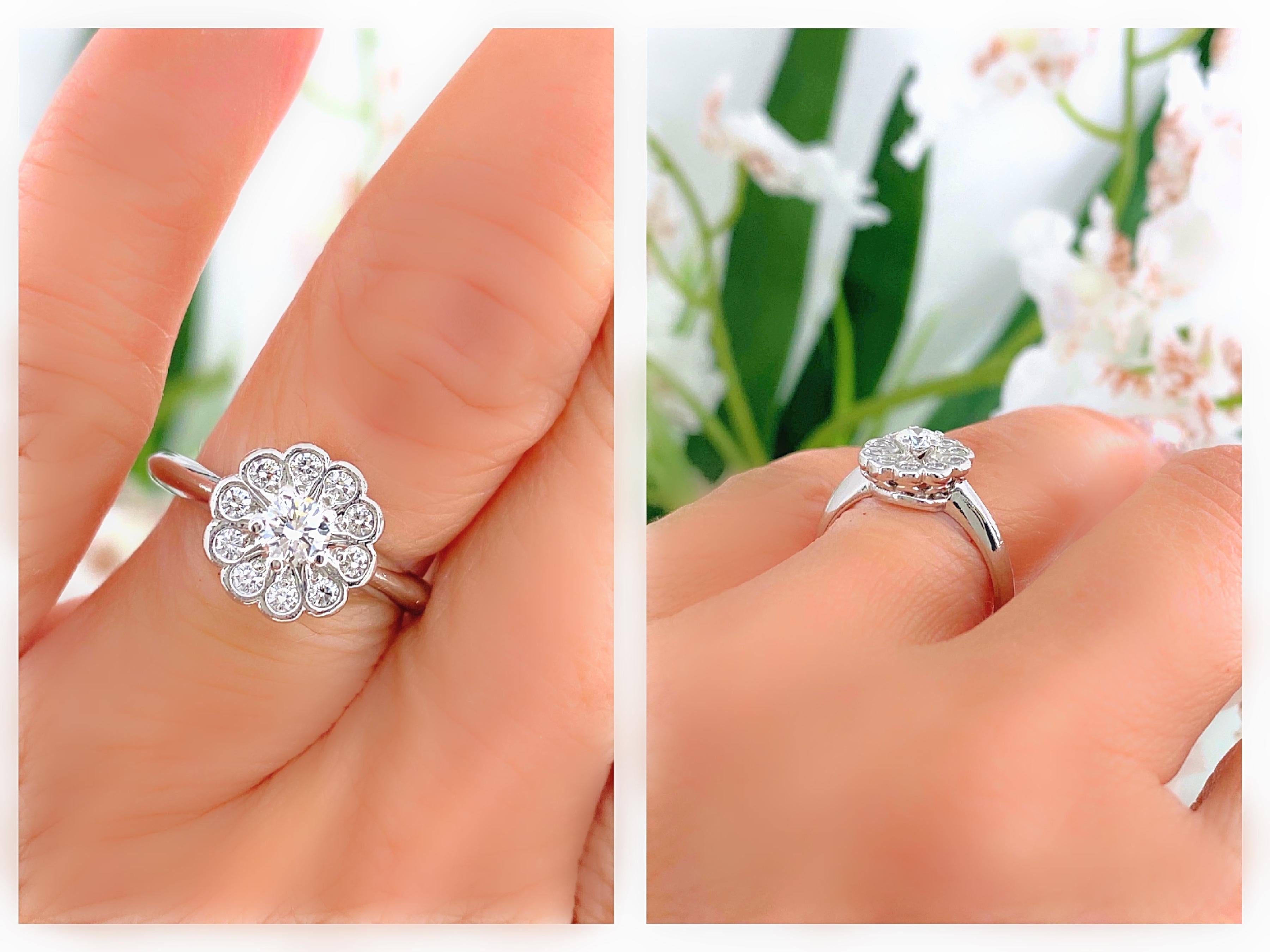 Tiffany & Co. Enchant Flower Diamond Ring in Platinum 0.35 Carat In Excellent Condition In San Diego, CA