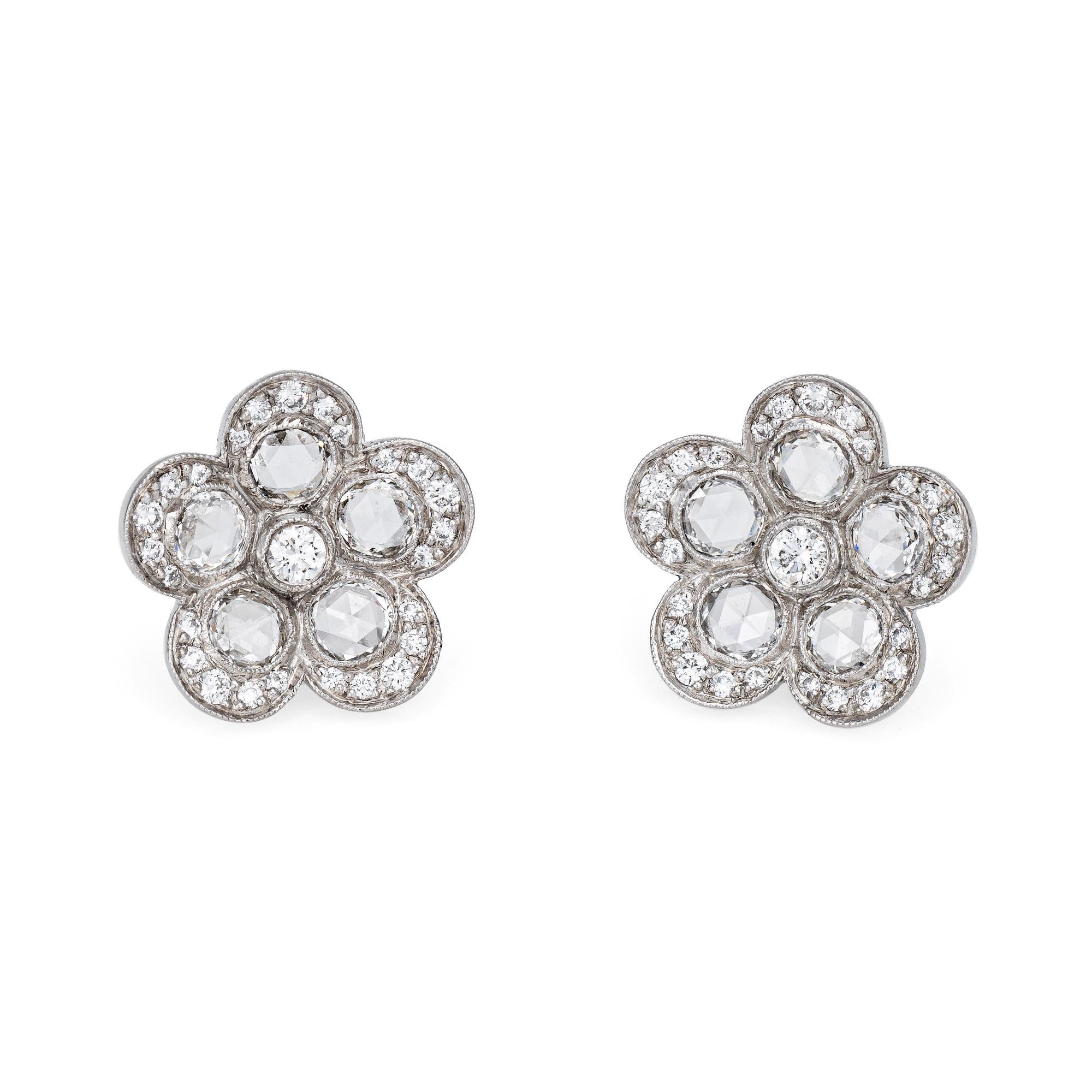 Tiffany & Co Tiffany & Co Enchant Blumenohrringe Nachlass Platin fein signiert Schmuck Ohrstecker im Zustand „Gut“ in Torrance, CA