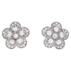 Tiffany & Co Enchant Flower Earrings Estate Platinum Fine Signed Jewelry Studs