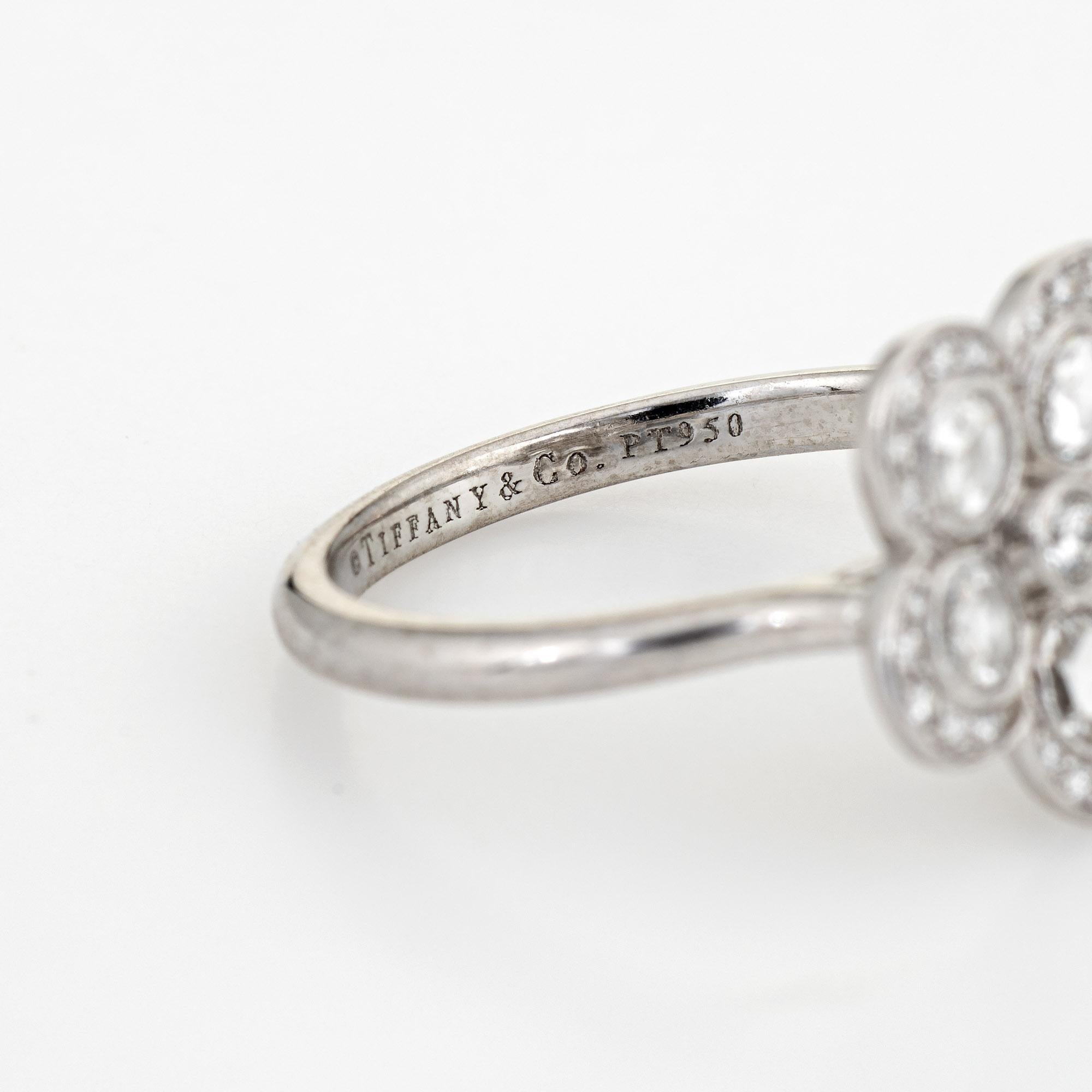 Round Cut Tiffany & Co Enchant Flower Ring Estate Platinum Fine Signed Jewelry