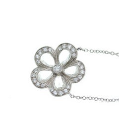 Tiffany & Co Enchant Garden Rose Cut Diamond Flower Pendant Necklace Platinum