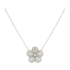 Tiffany & Co Enchant Garden Rose Cut Diamant Blume Anhänger Halskette Platin