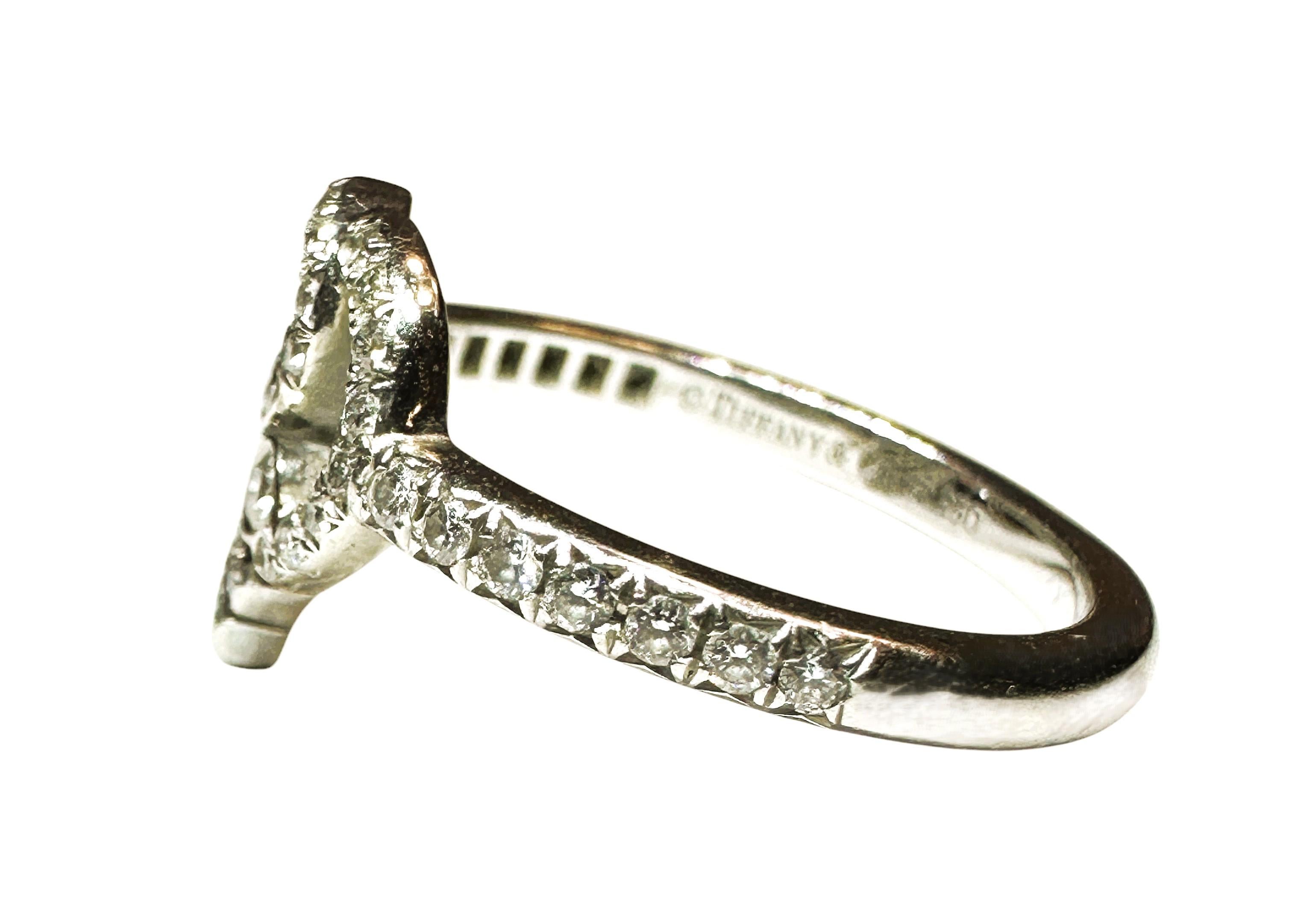Tiffany & Co. Enchant Heart .950 Platinum Diamond 0.22 CTW  Ring - Retired In Excellent Condition For Sale In Eagan, MN