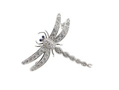 Tiffany & Co. Enchant Platinum Diamond & Sapphire Dragonfly Pin Brooch