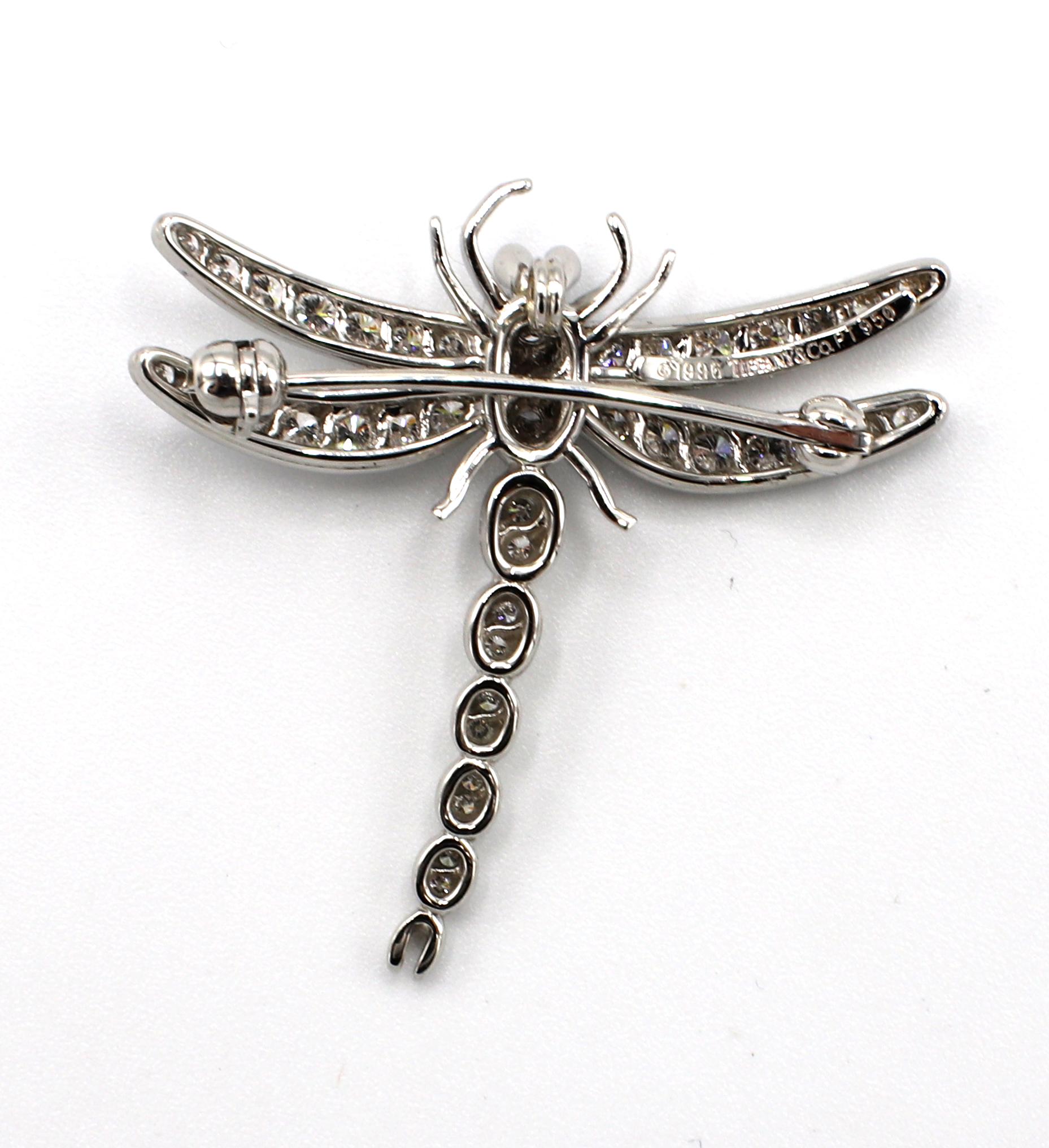 Tiffany & Co. Enchant Platin Diamant & Saphir Libelle Pin Brosche (Rundschliff)