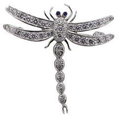 Tiffany & Co. Enchant Platinum Diamond & Sapphire Dragonfly Pin Brooch