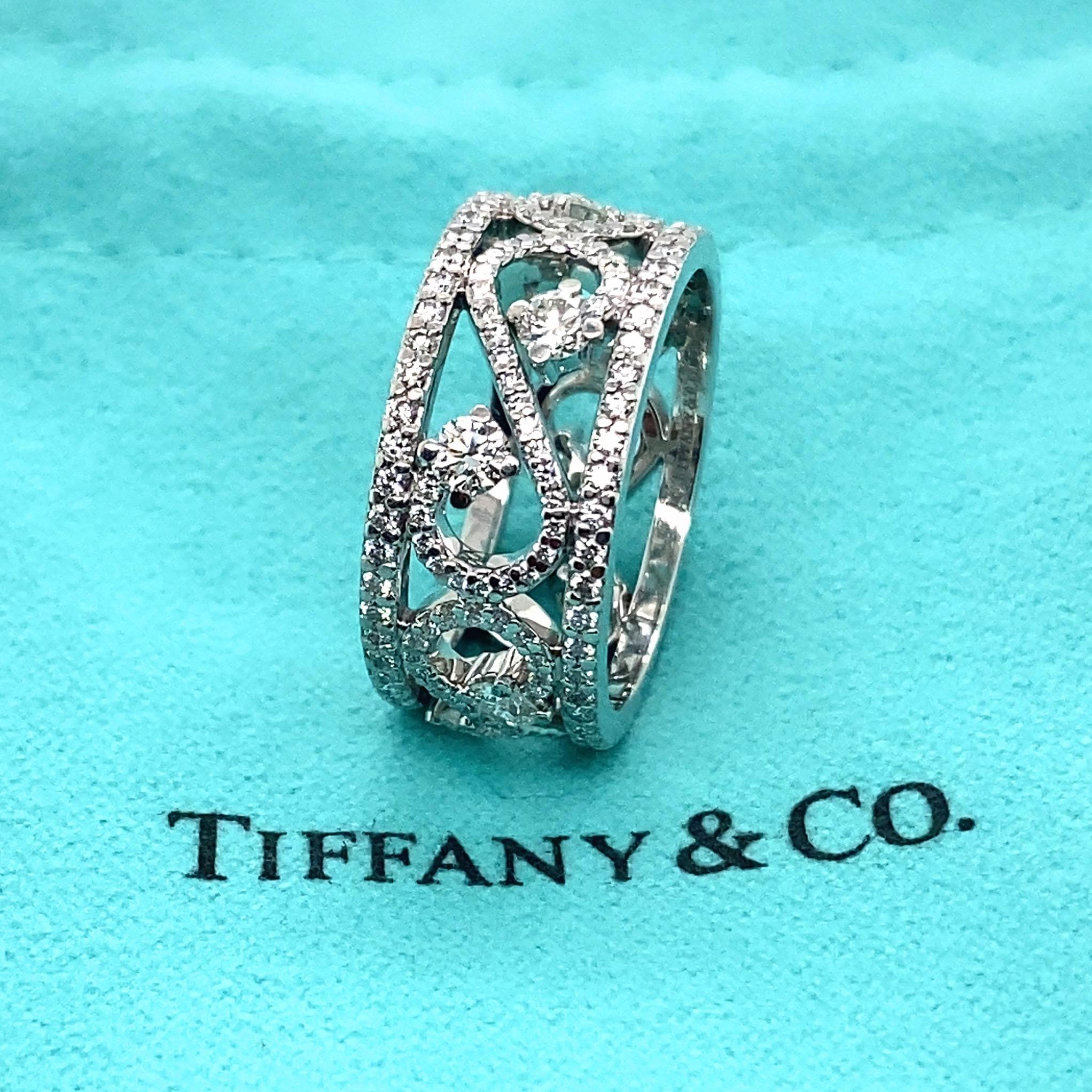 Tiffany & Co Enchant Schnörkel-Diamantring aus Platin 1,70 tcw im Zustand „Hervorragend“ in San Diego, CA