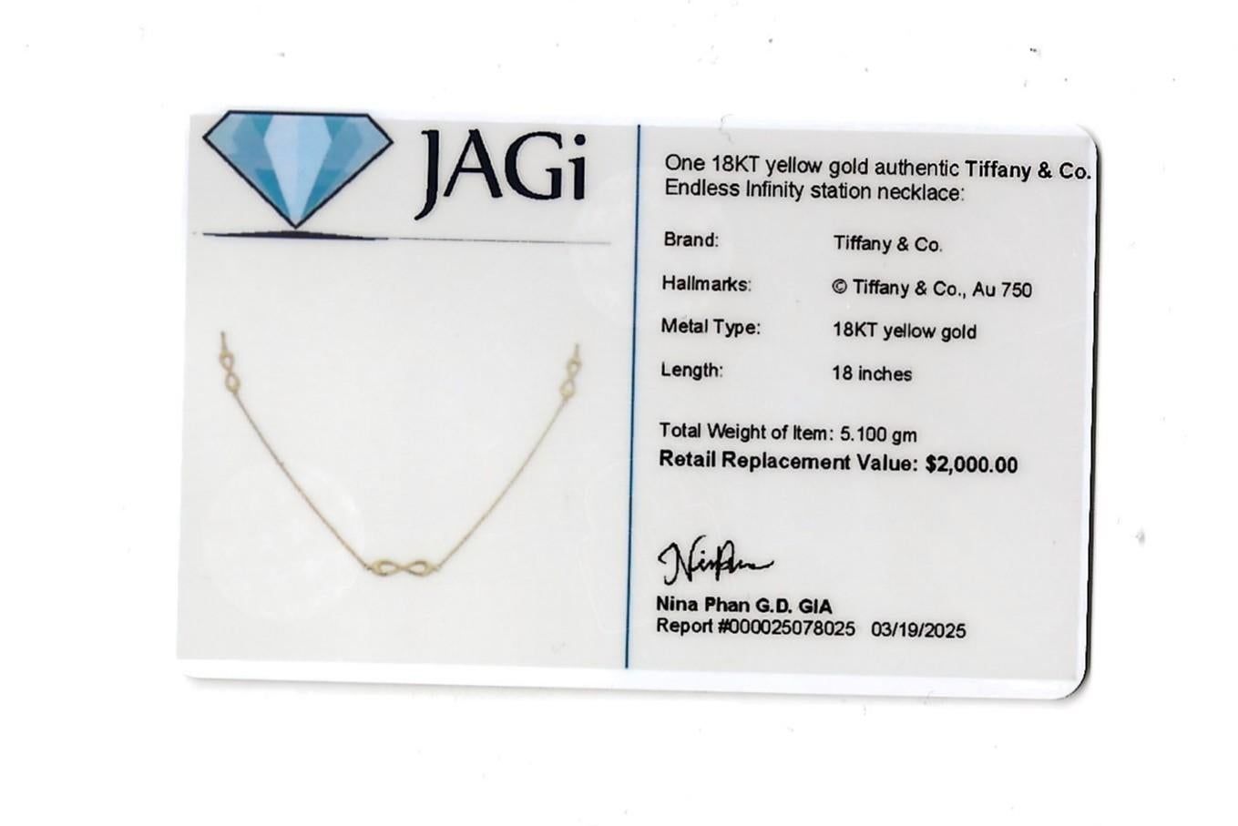 Tiffany & Co. Collana a catena Endless Infinity Station in oro giallo 18 carati in vendita 5