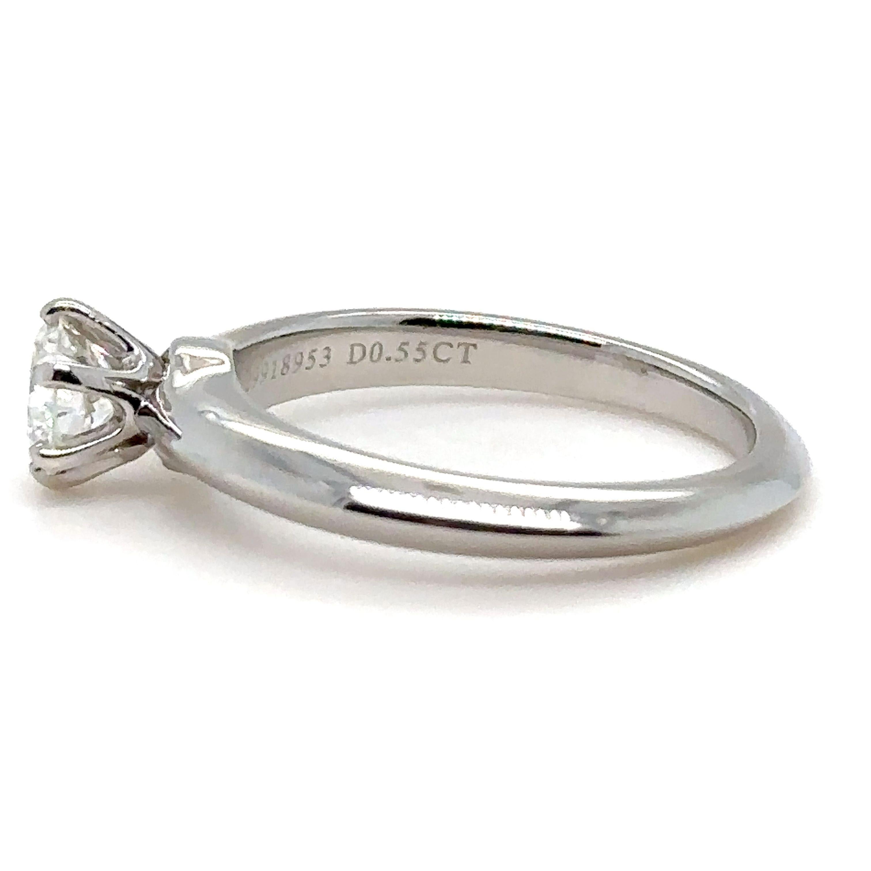 Brilliant Cut Tiffany & Co Engagement Ring 0.55ct For Sale