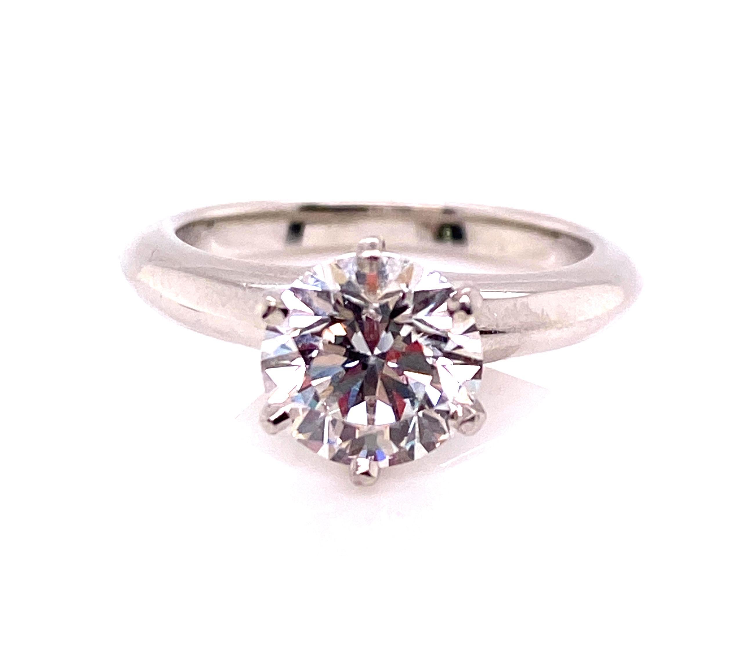 Modern Tiffany & Co Engagement Ring 1.29ct F-VS1 Diamond Solitaire Platinum