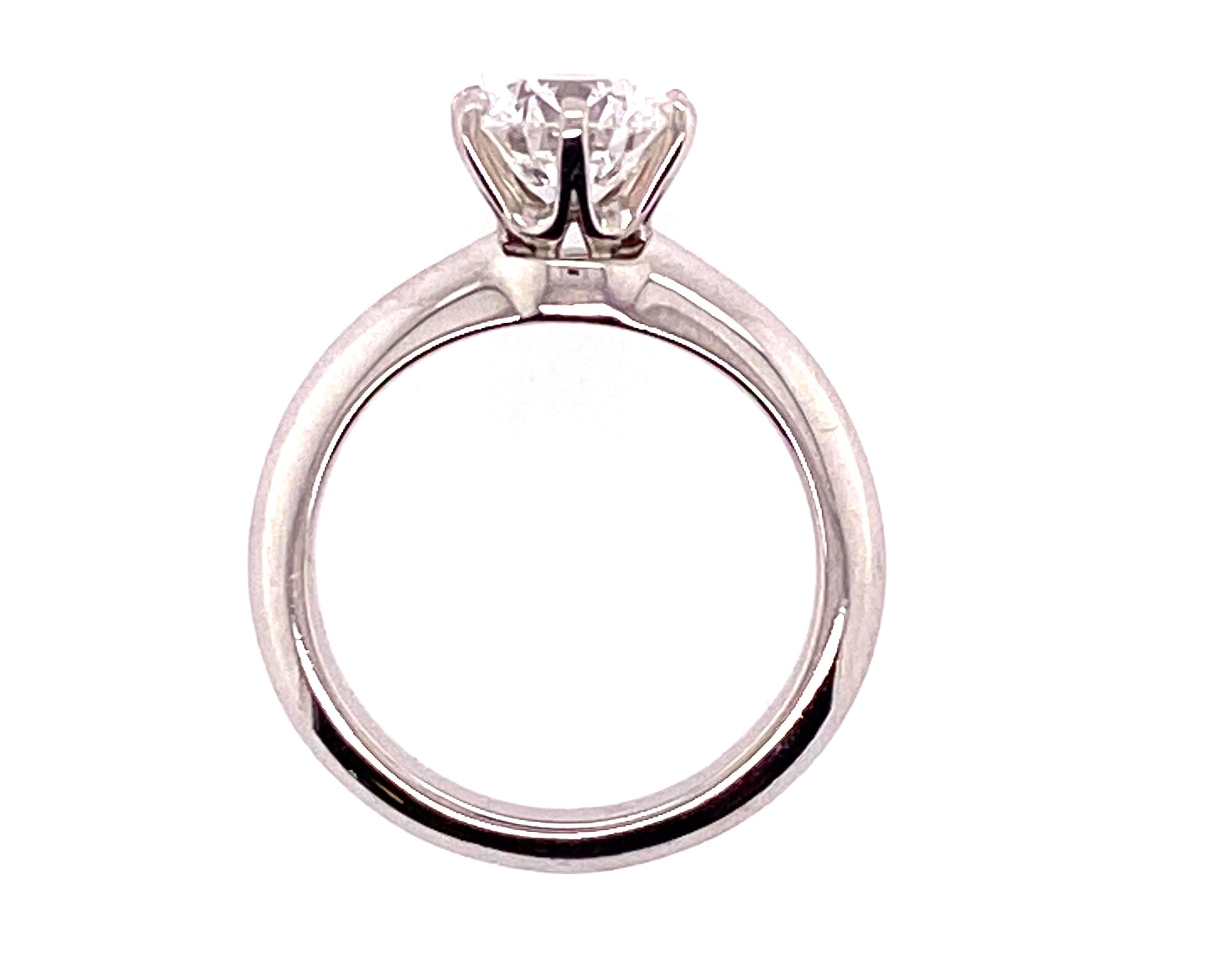 Round Cut Tiffany & Co Engagement Ring 1.29ct F-VS1 Diamond Solitaire Platinum