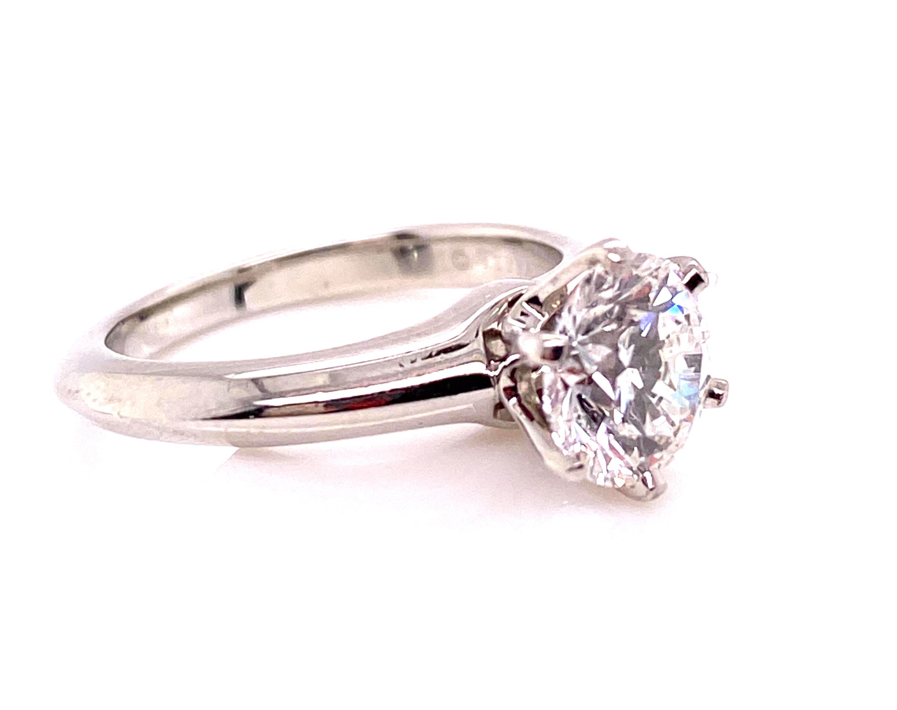 Tiffany & Co Engagement Ring 1.29ct F-VS1 Diamond Solitaire Platinum In Excellent Condition In Dearborn, MI
