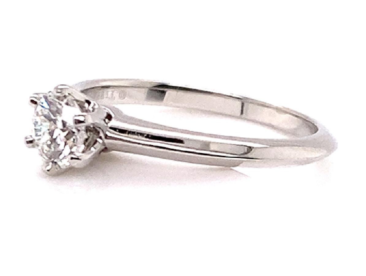 Round Cut Tiffany & Co Engagement Ring .45ct H-VS1 Diamond Solitaire Platinum For Sale