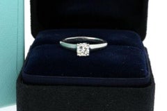 Tiffany & Co. Engagement Ring .54ct I VVS2 Lucida  Platinum sz 5.5 1999 Cert Box