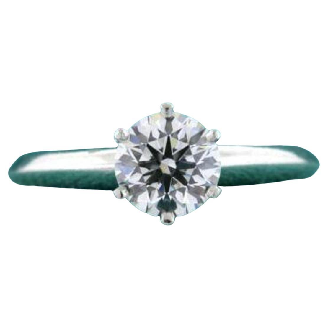Tiffany & Co. Engagement Ring .84ct E VS1 Round Solitaire Platinum 4.75 13400