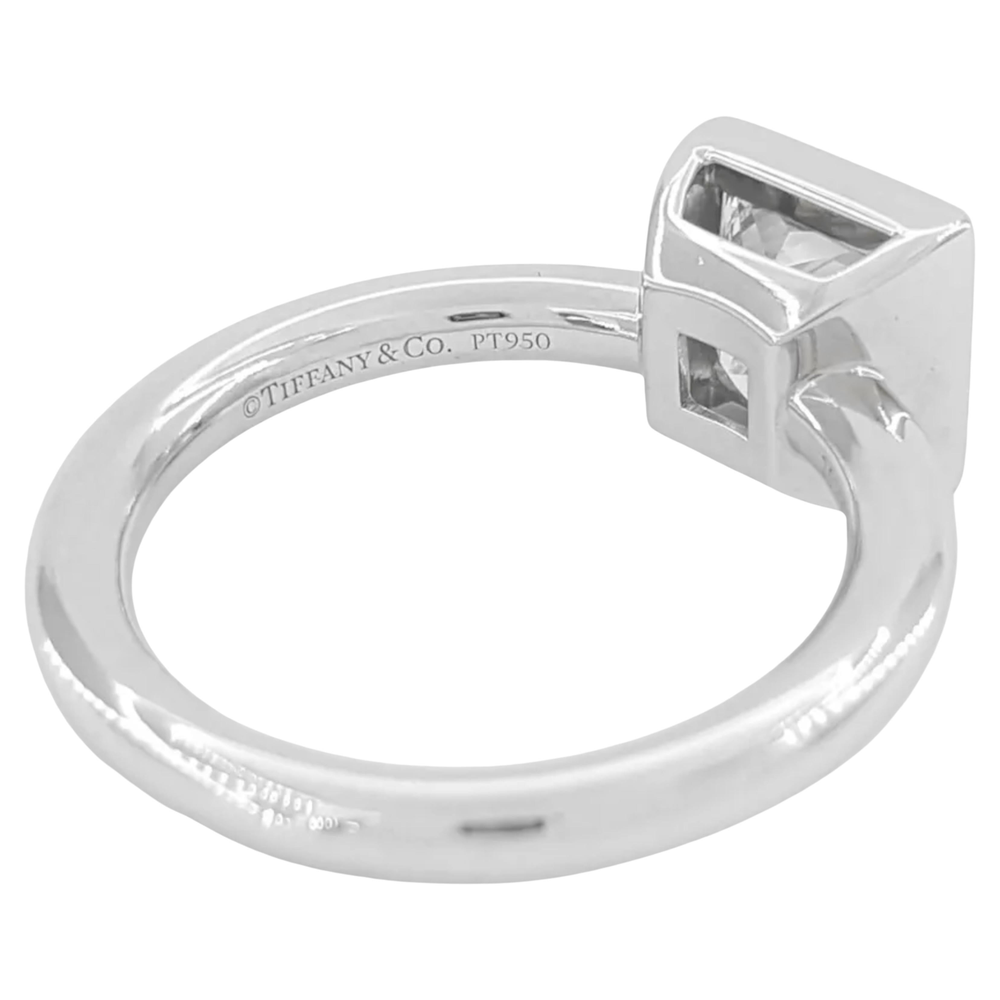 Princess Cut TIffany & Co. engagement ring features a 2.01 ct Princess Diamond Ring For Sale