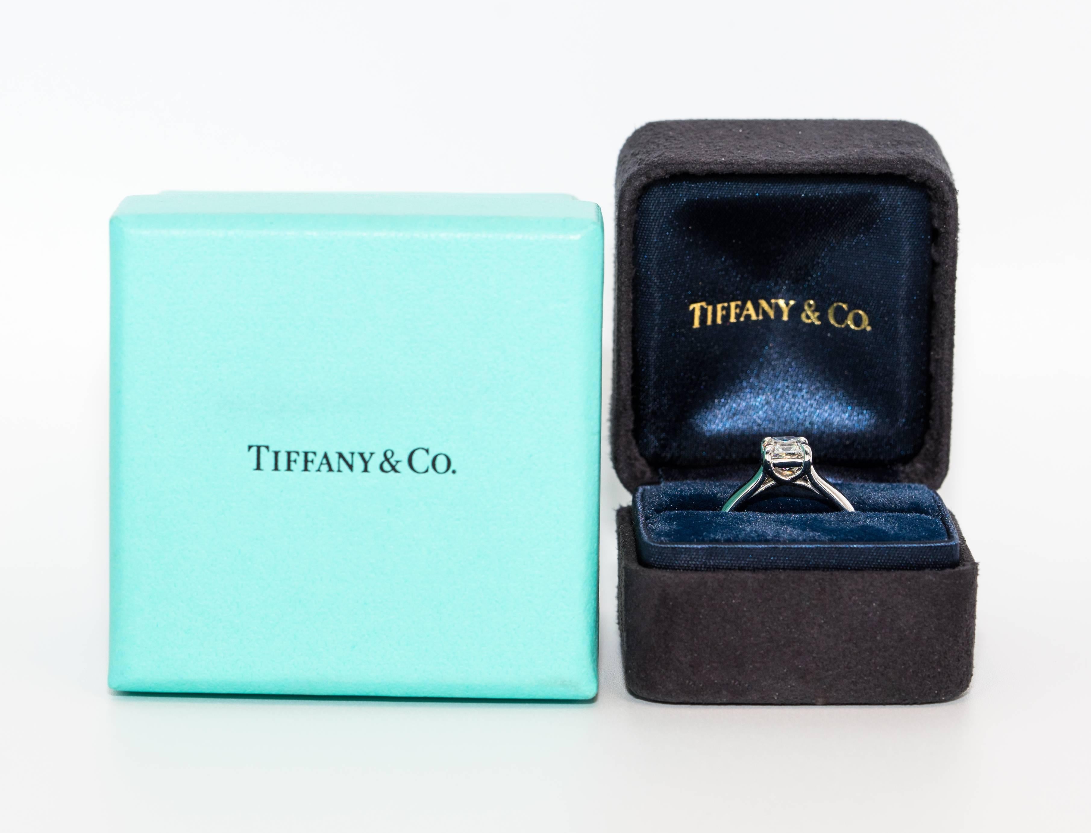 Contemporary Tiffany & Co. Engagement Ring with 1.12 Ct Lucida Center, in Platinum