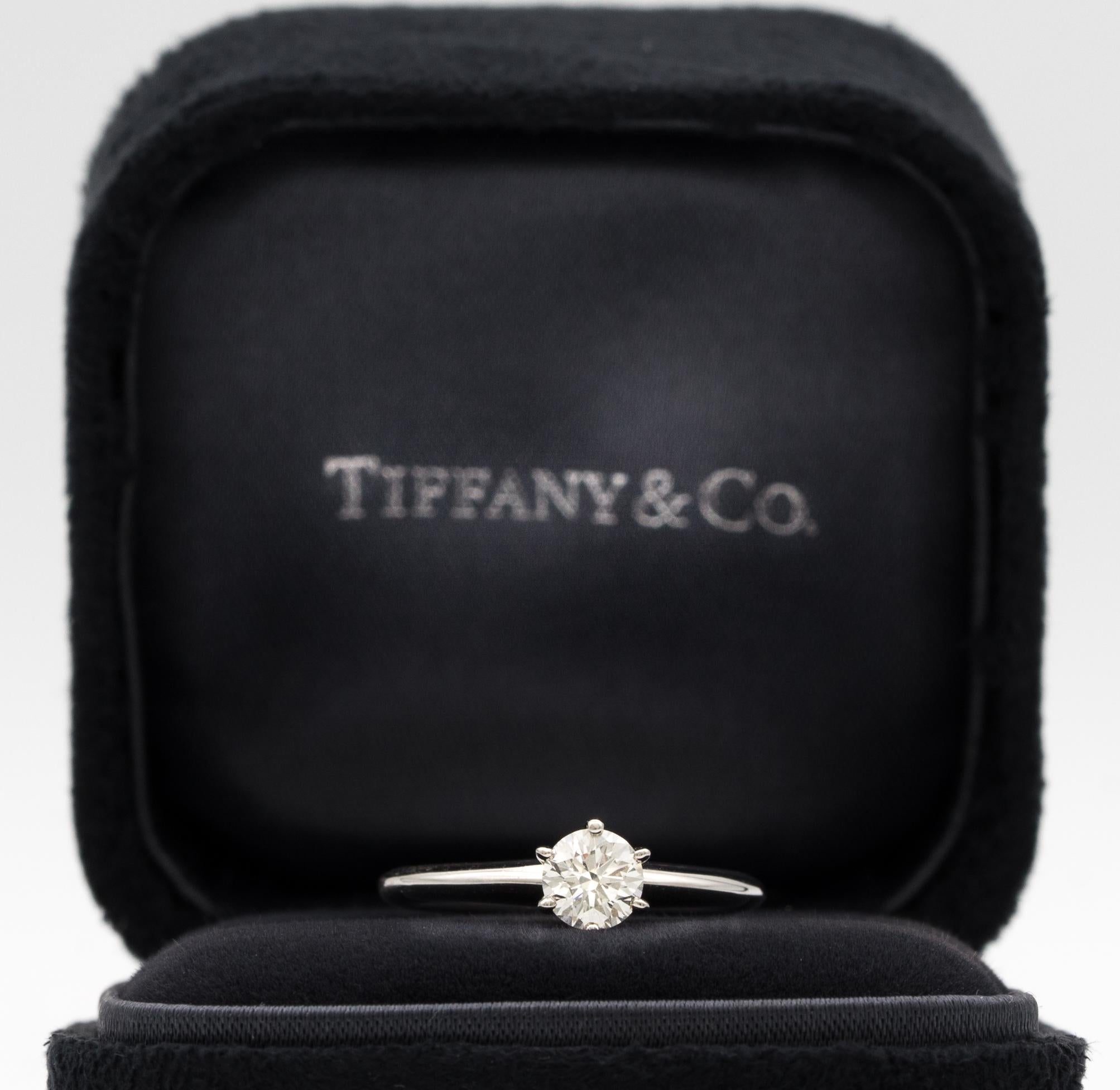 Contemporary Tiffany & Co. Engagement Ring with 1.28 Carat Centre in Platinum ($18, 200)