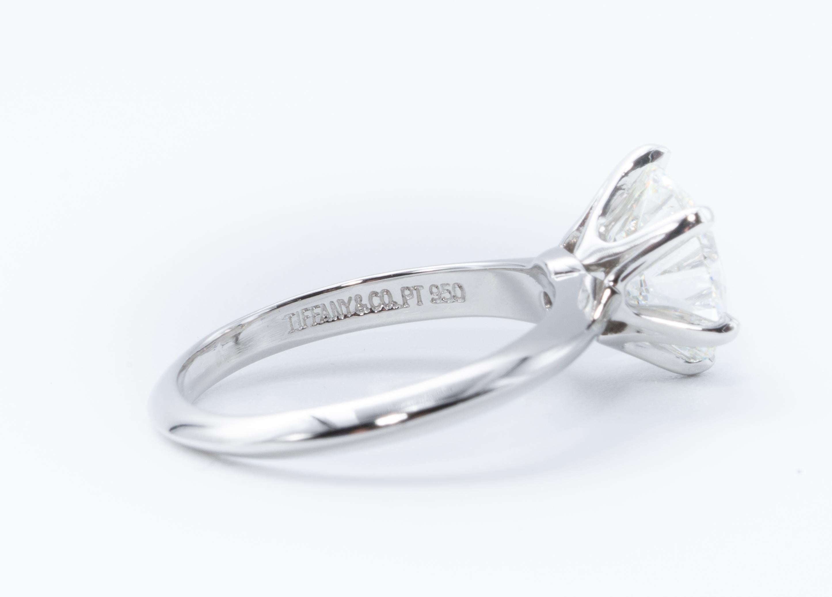 Contemporary Tiffany & Co. 2.42 Carat Round Brilliant Centre Platinum Engagement Ring