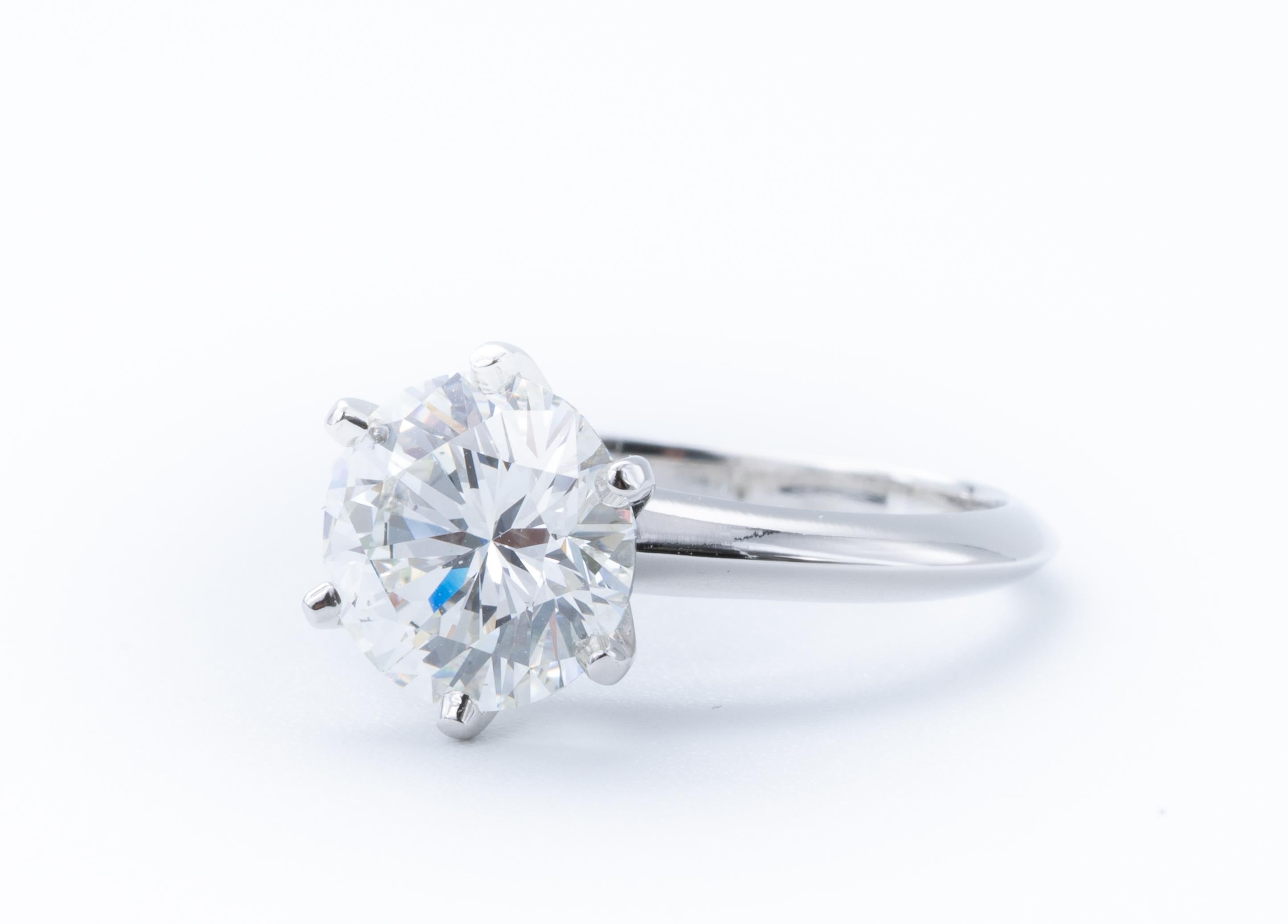 Women's or Men's Tiffany & Co. 2.42 Carat Round Brilliant Centre Platinum Engagement Ring