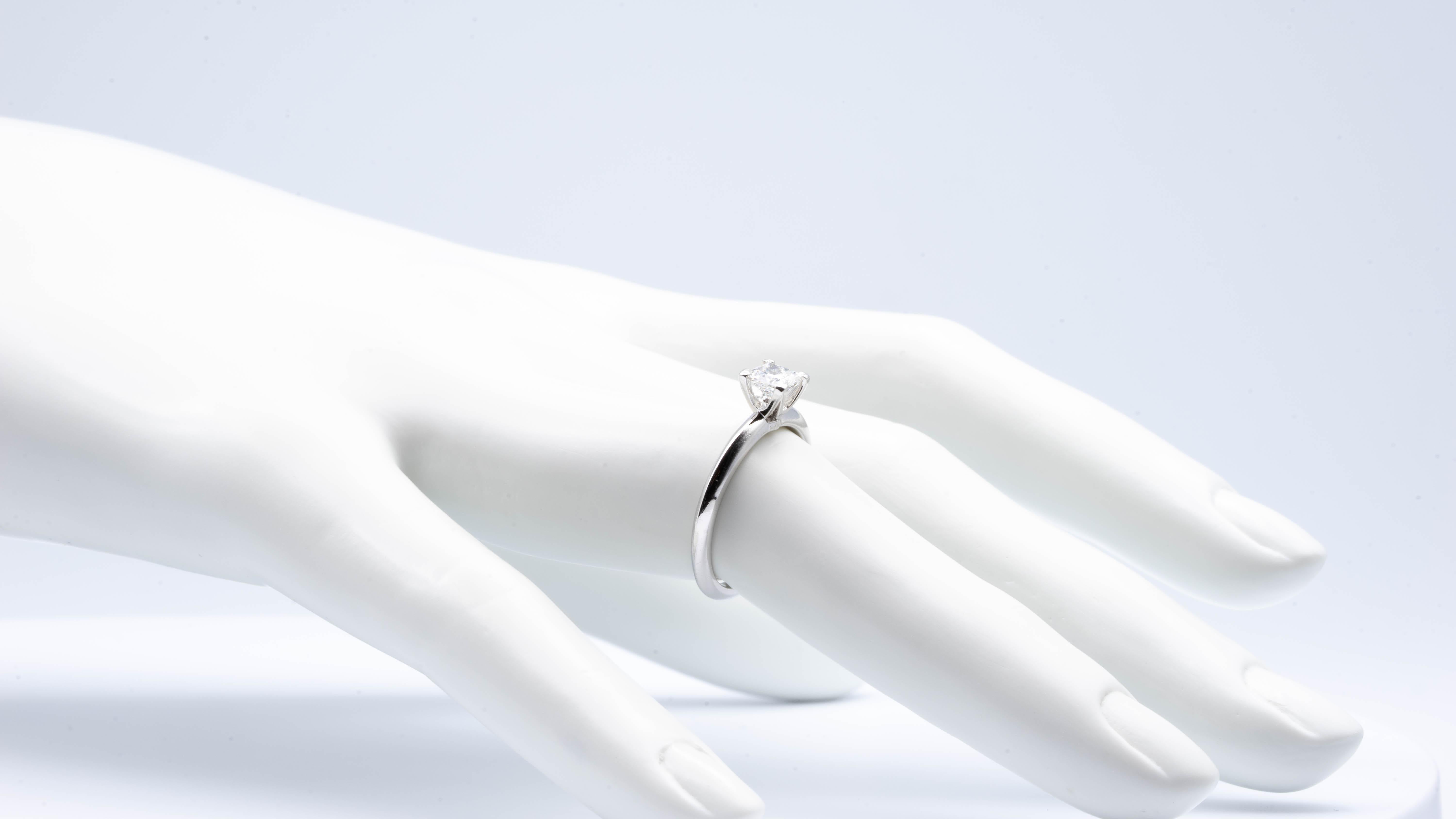 Tiffany & Co. Engagement Ring with .51 Carat H VVS1 Princess Cut in Platinum In Excellent Condition In New York, NY