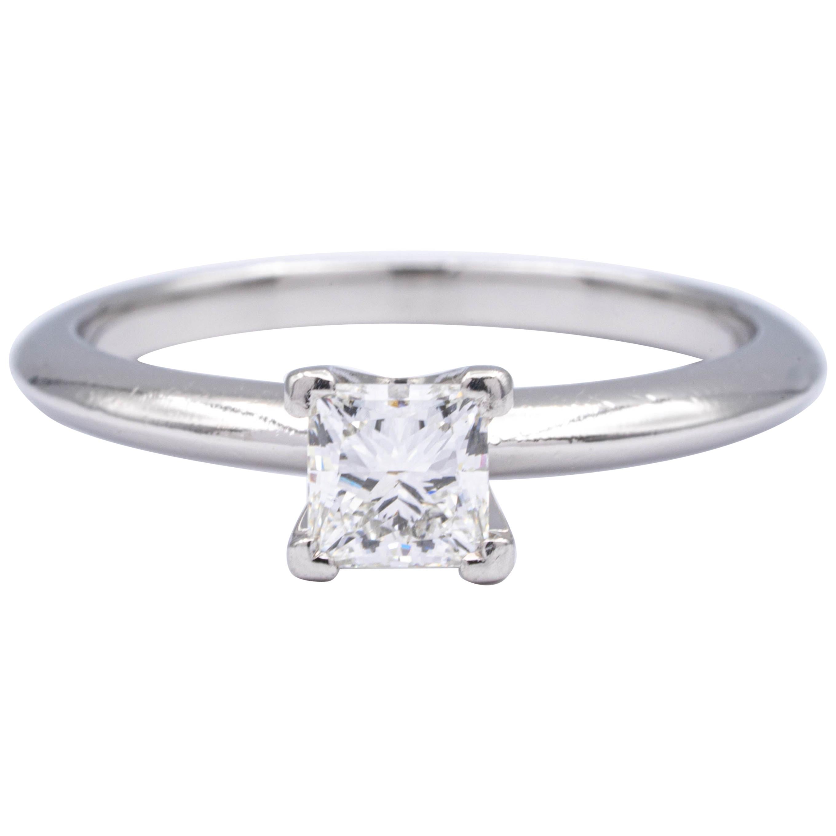 Tiffany & Co. Engagement Ring with .51 Carat H VVS1 Princess Cut in Platinum