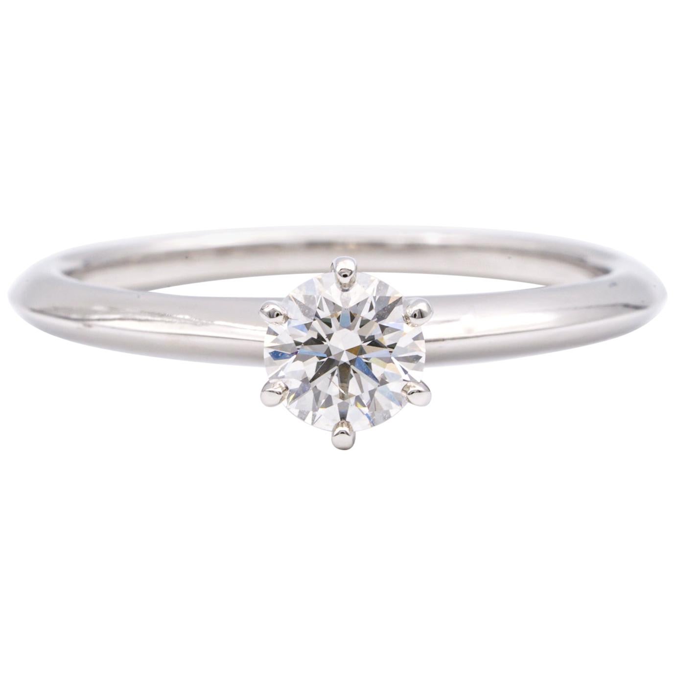 Tiffany & Co. Engagement Ring with .51 Carat Round Brilliant Center in Platinum
