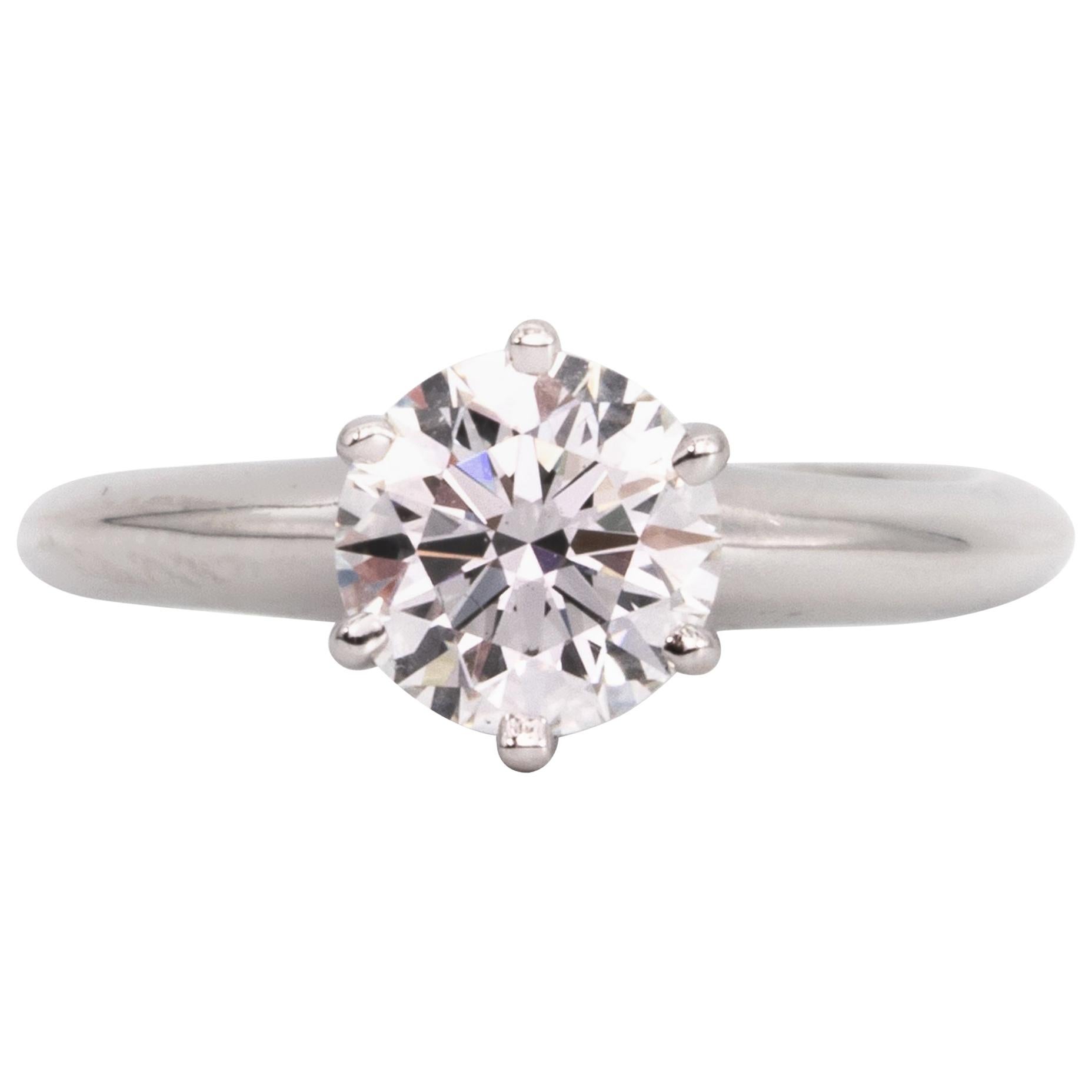 Tiffany & Co. Engagement Ring with .91 Carat Round Brilliant Centre in Platinum