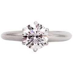 Tiffany 
Co. Engagement Ring with .92 Carat Round Brilliant Centre in Platinum