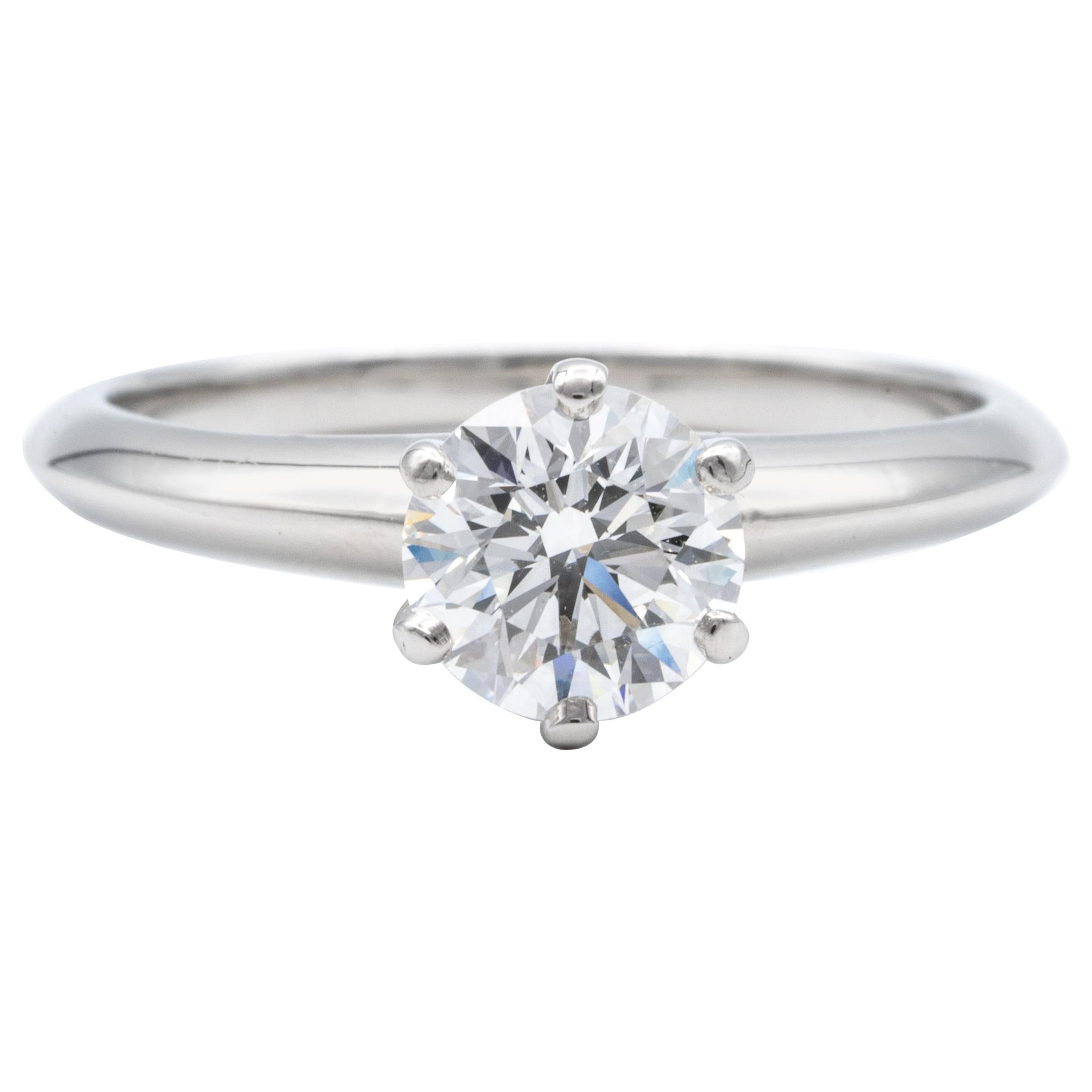 Tiffany & Co. Engagement Ring with .92 Carat Round Brilliant Centre in Platinum