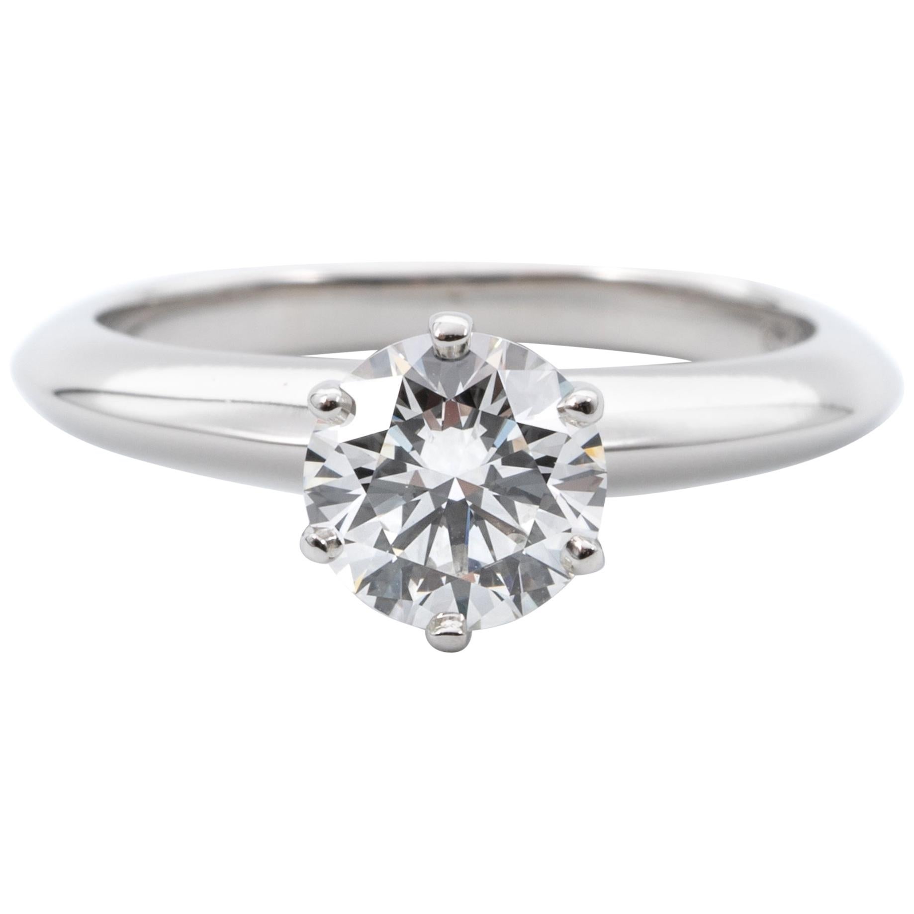 Tiffany & Co. Engagement Ring with .96 Carat Round Brilliant Centre in Platinum