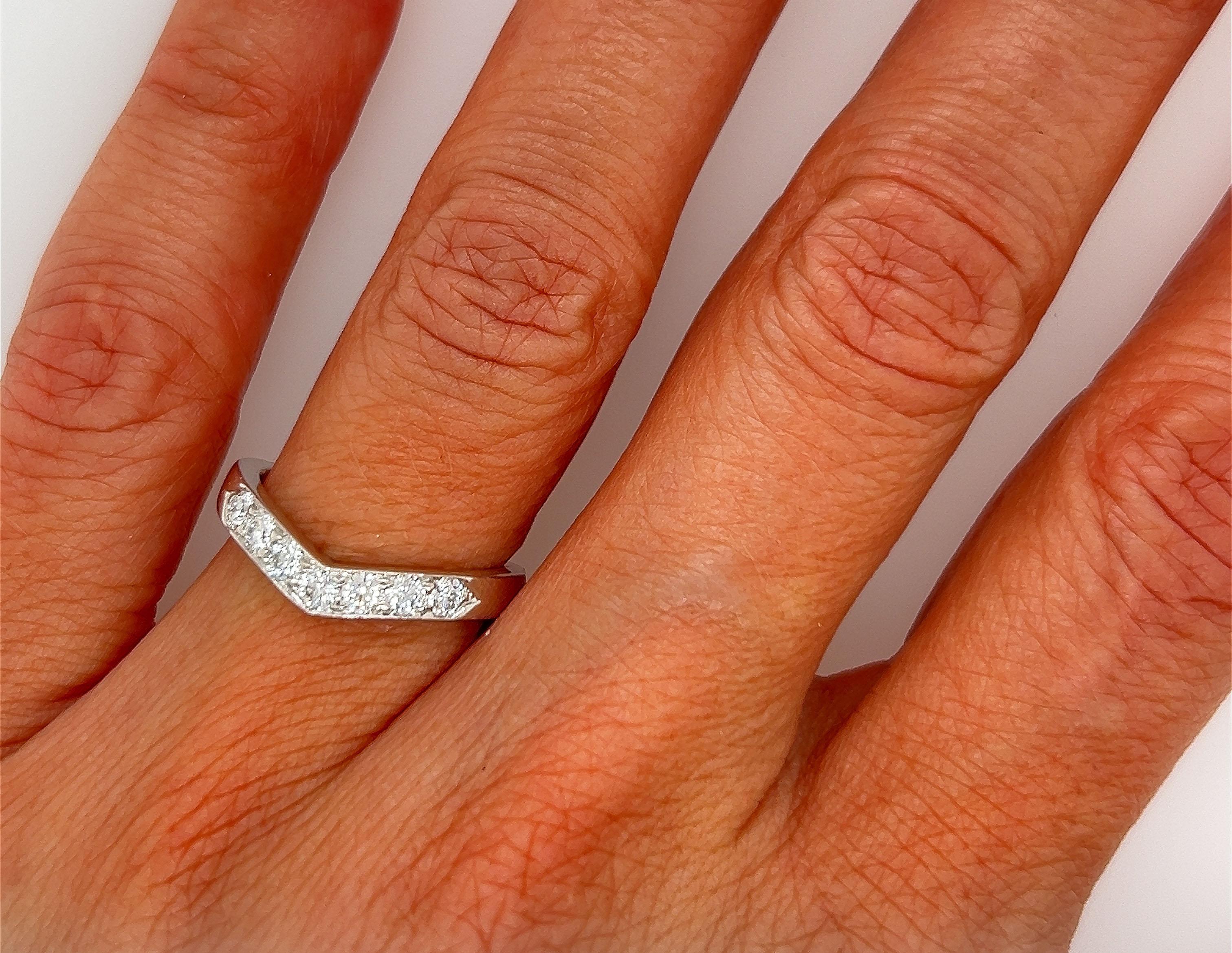 Tiffany & Co Engagement Wedding Anniversary Band Ring Diamond .35ct Platinum For Sale 2