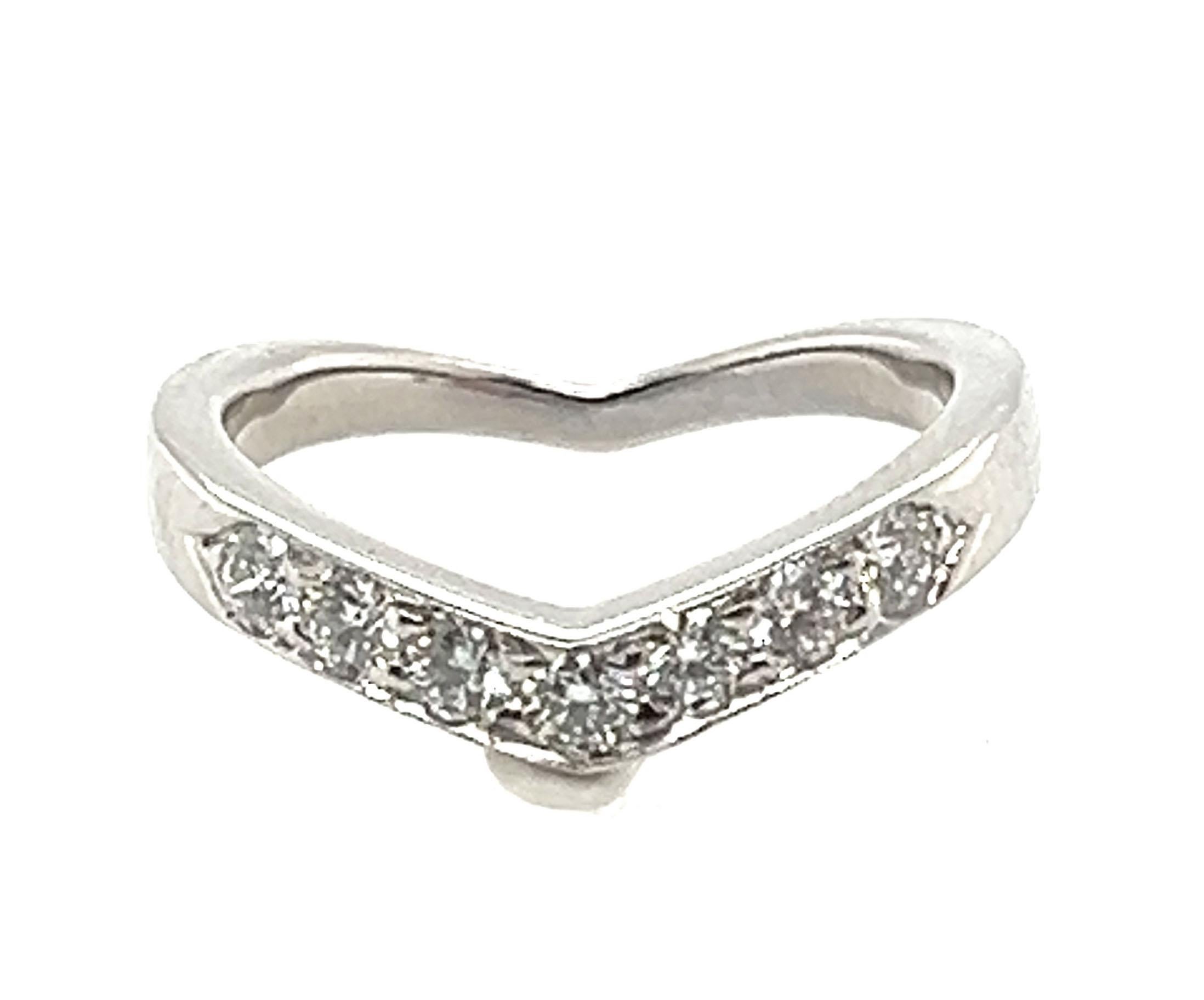 Tiffany & Co Engagement Wedding Anniversary Band Ring Diamond .35ct Platinum en vente