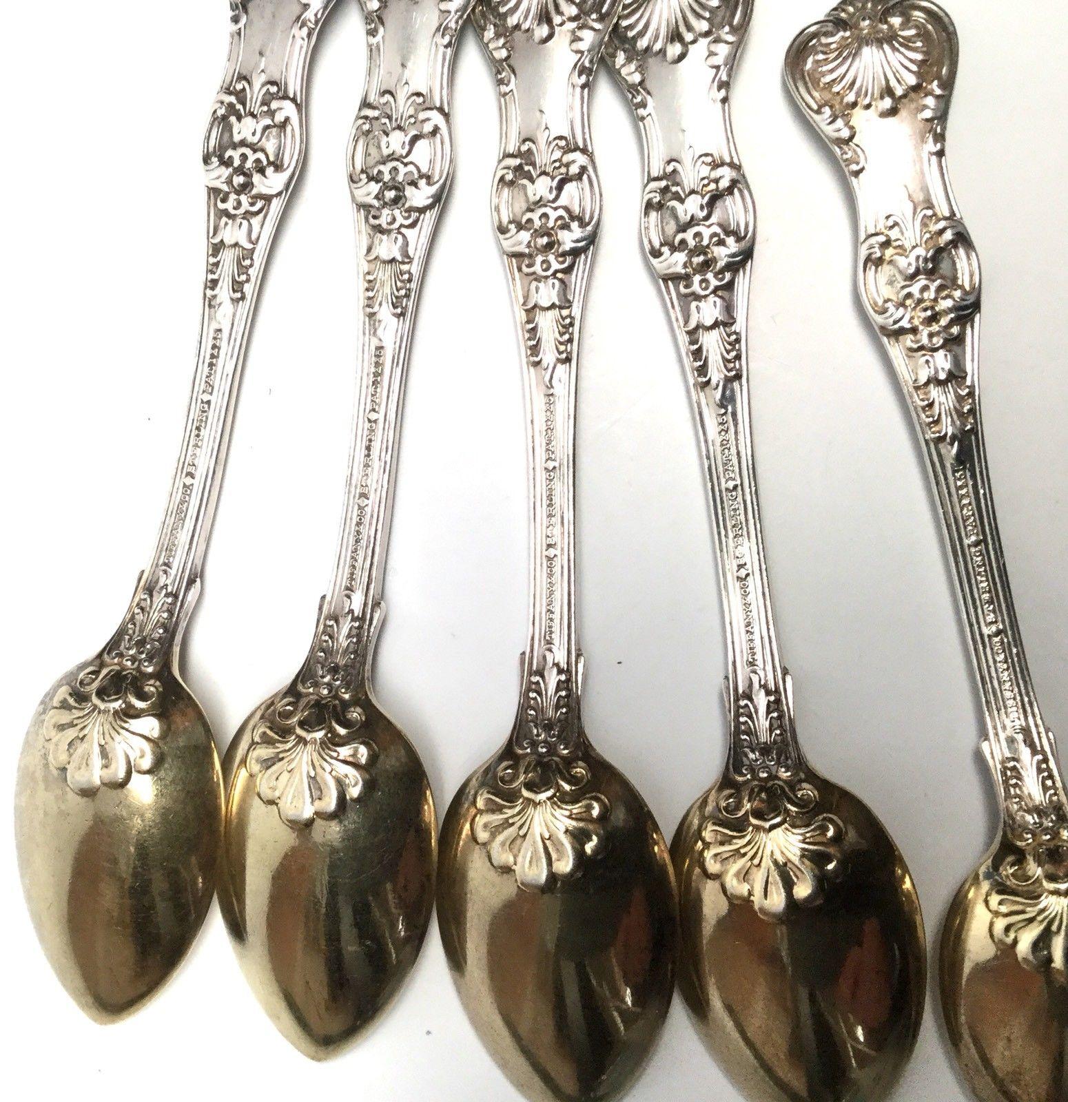 Tiffany & Co English King Pattern 1885 Sterling Silver Set of 5 Demitasse Spoons 2