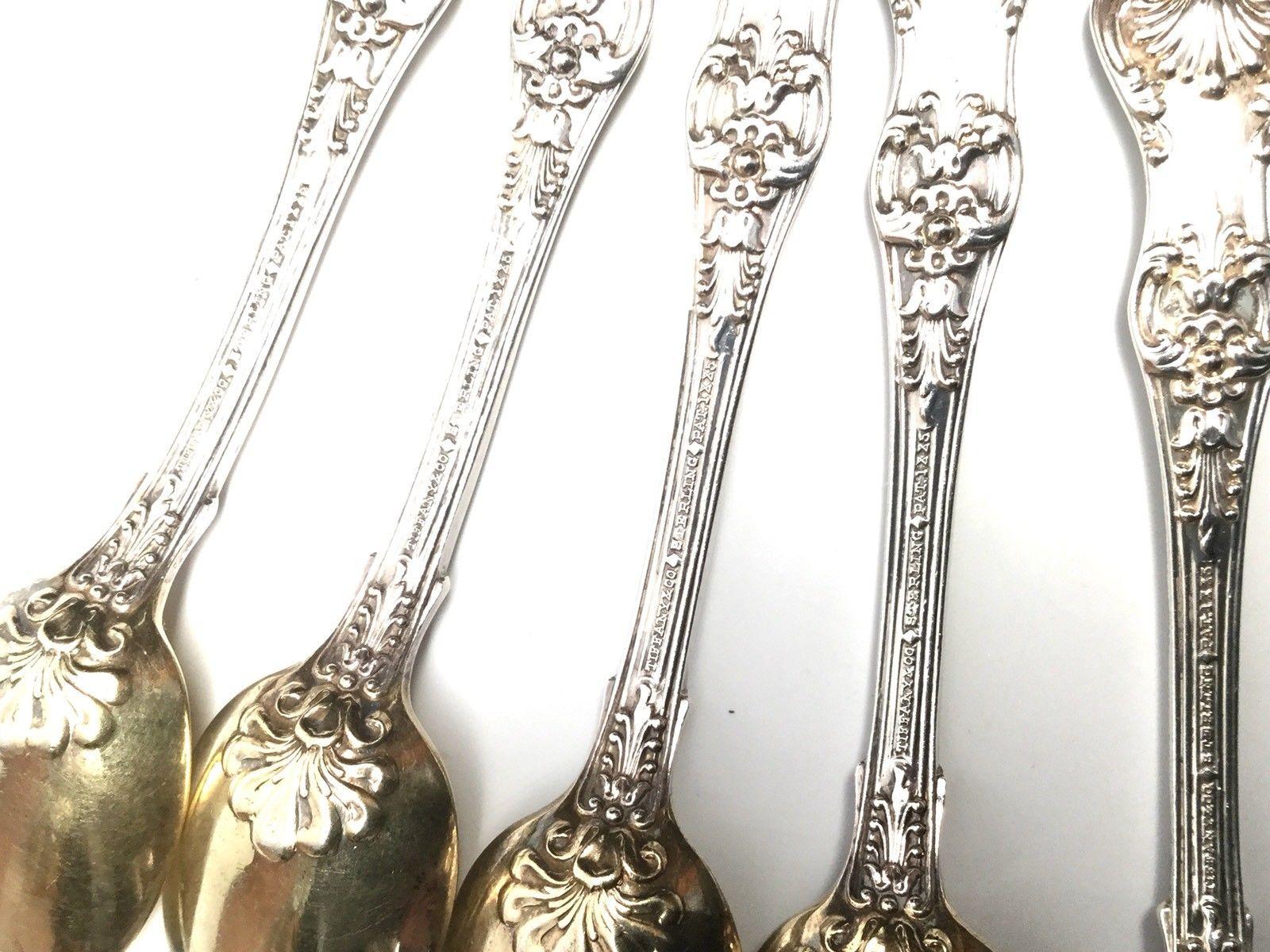 Tiffany & Co English King Pattern 1885 Sterling Silver Set of 5 Demitasse Spoons 3